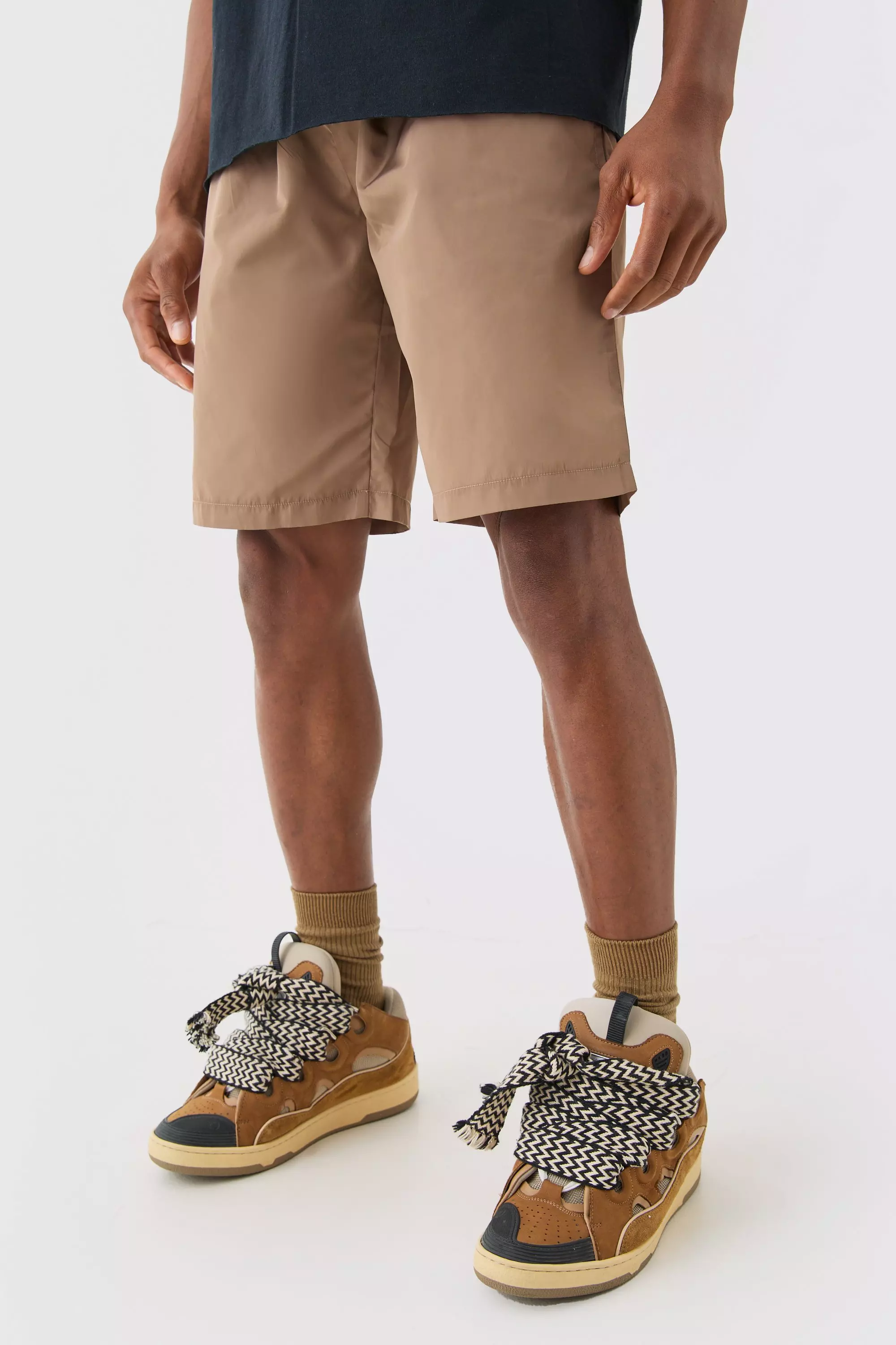 Stone Beige Elasticated Waist Toggle Shorts