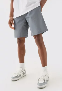 Elastic Waist Comfort Nylon Shorts Grey