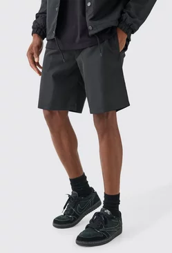 Elastic Waist Comfort Nylon Shorts Black