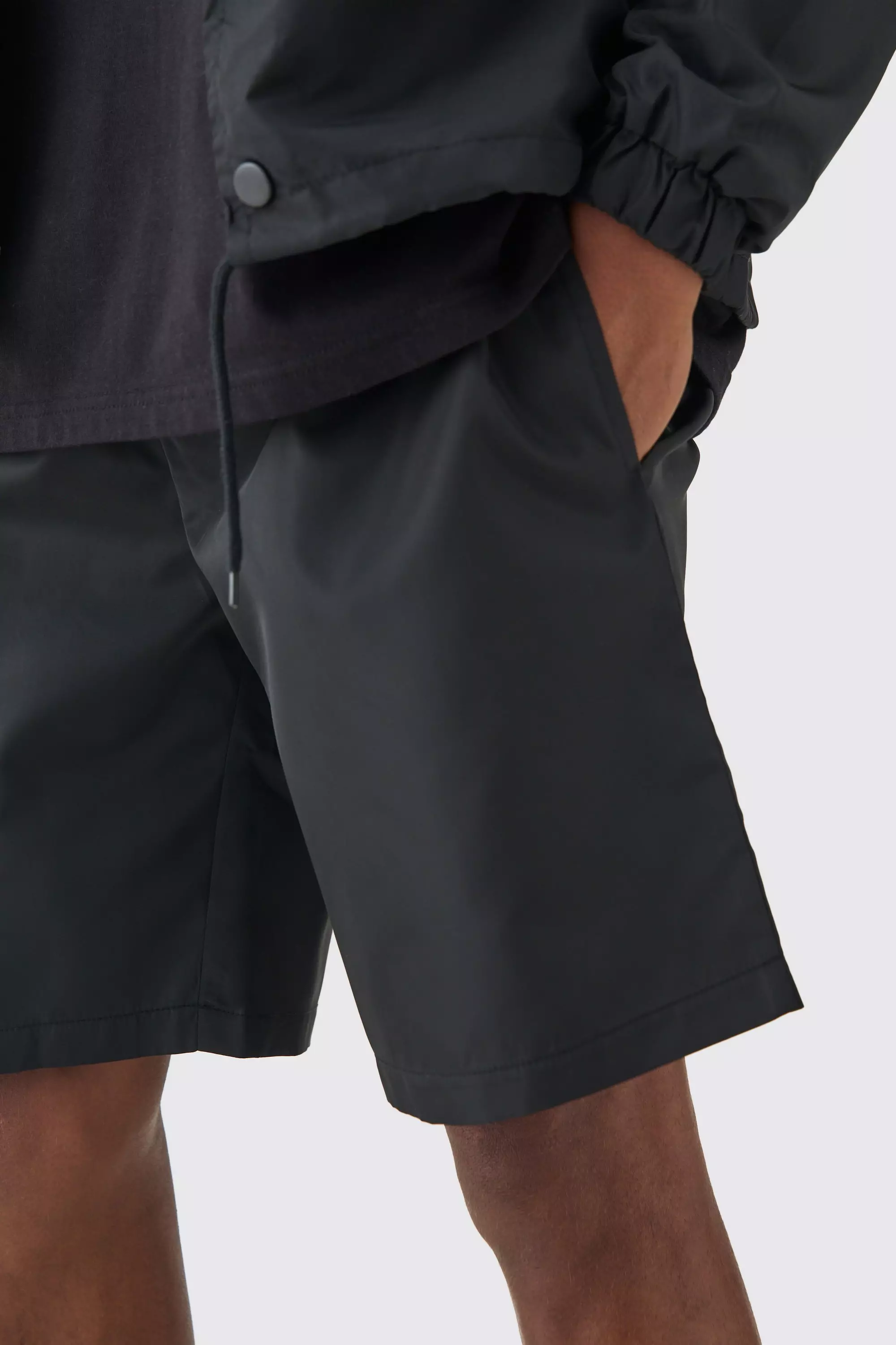 Black Elasticated Waist Comfort Nylon Shorts alternative image