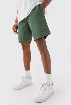 Elastic Waist Comfort Nylon Shorts Olive