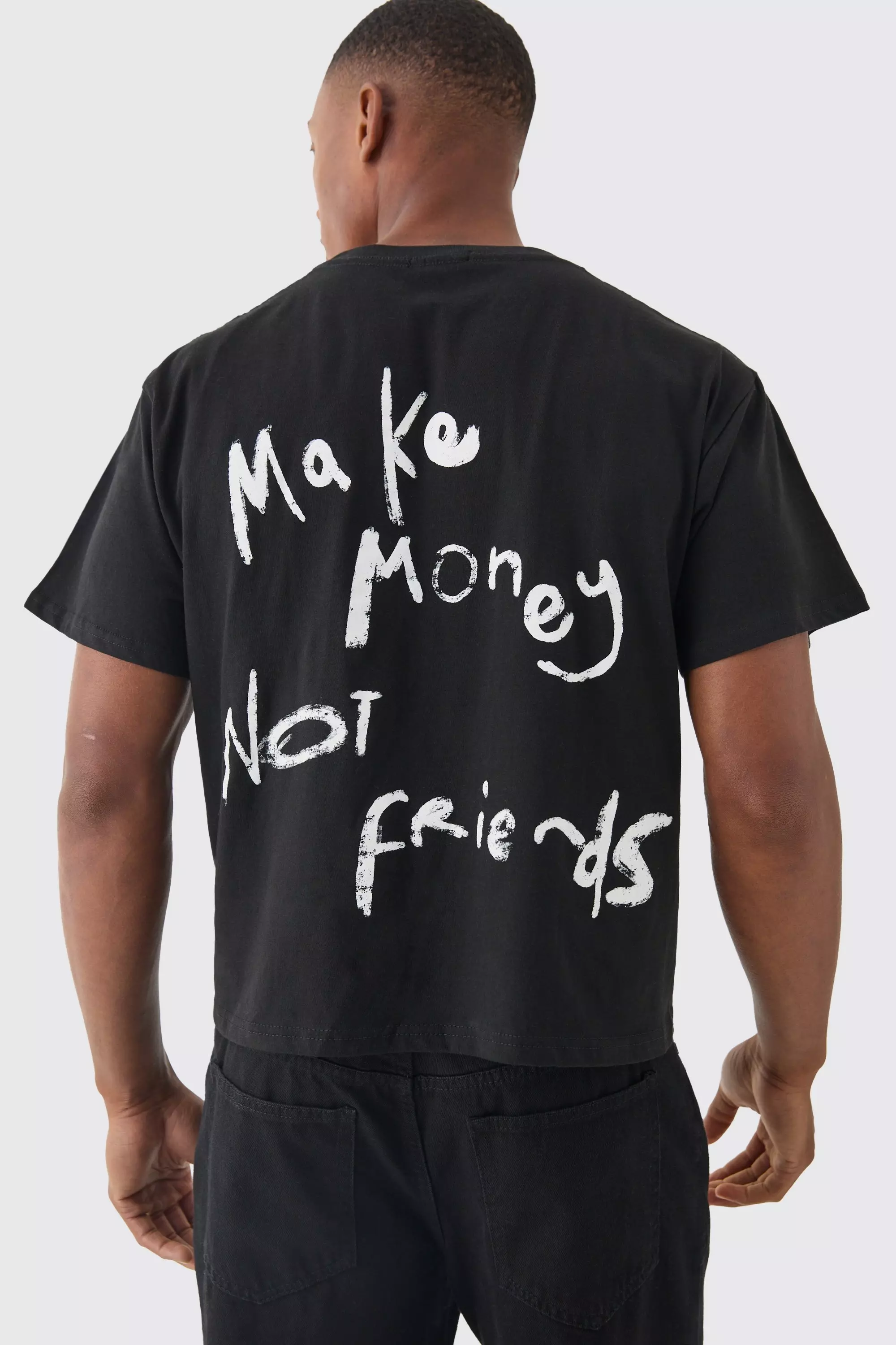 Make Money Not Friends Slogan Baby Tee Black