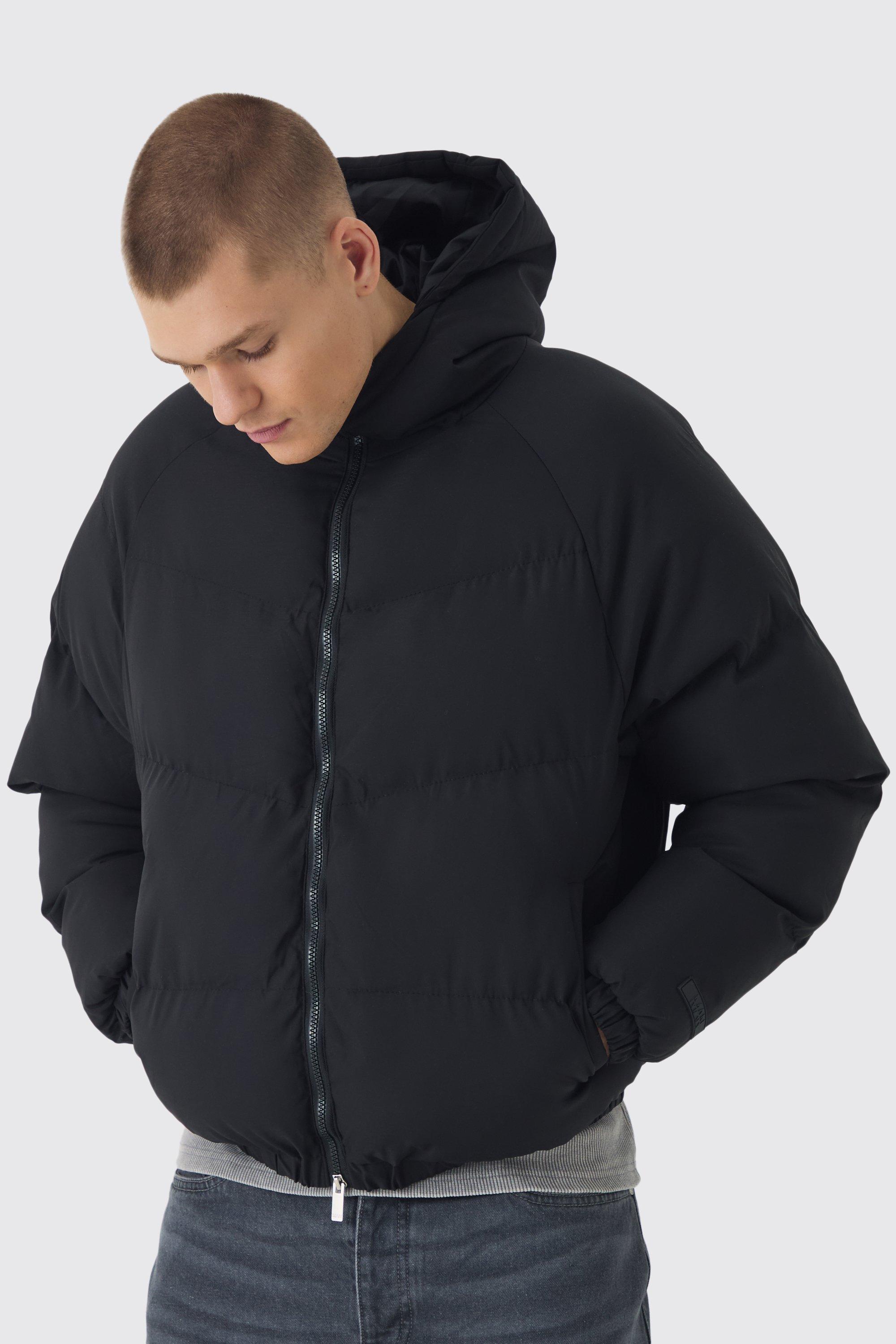 Boohooman puffer jacket black online