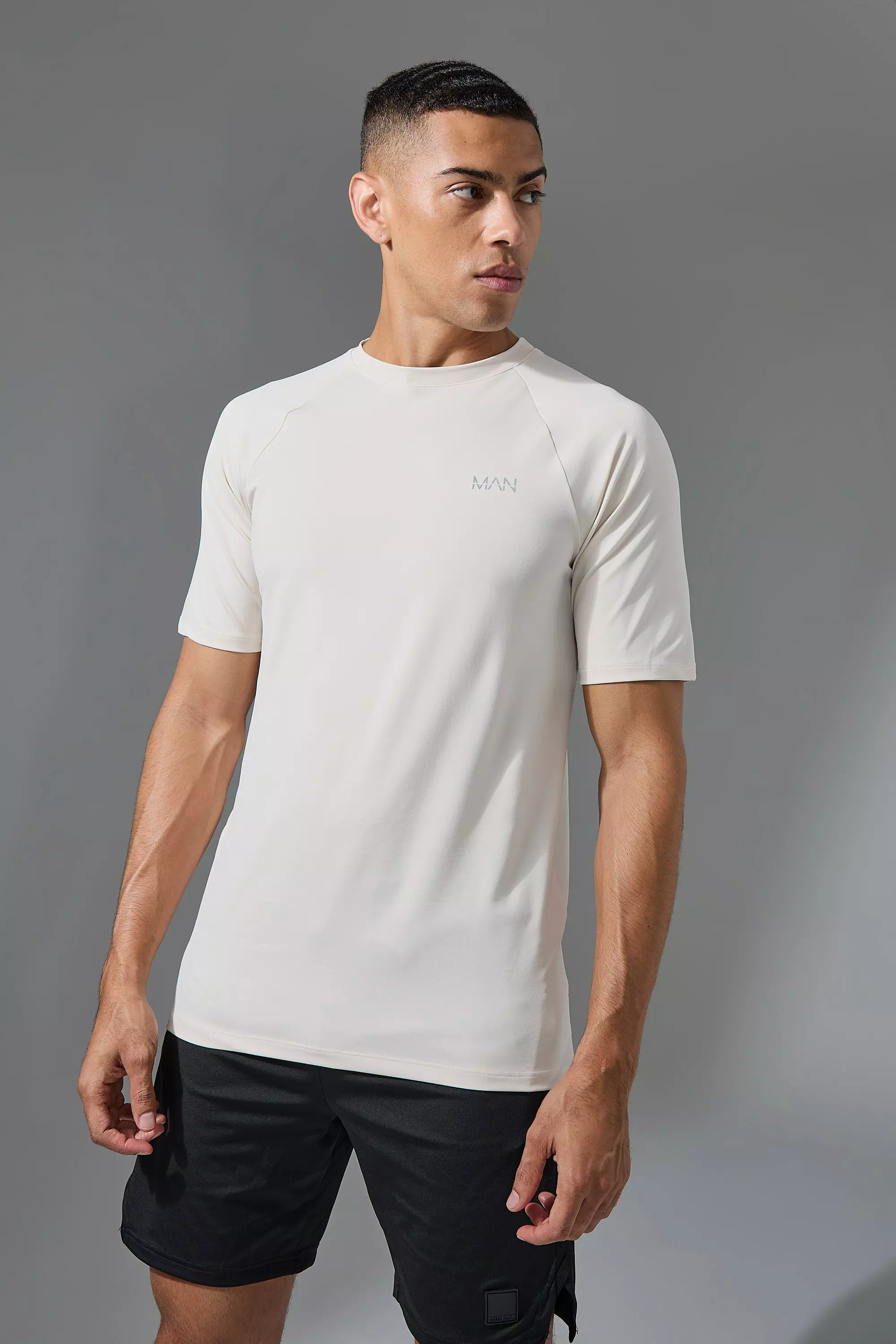Ecru Man Active Raglan Fitness T-Shirt alternatieve afbeelding