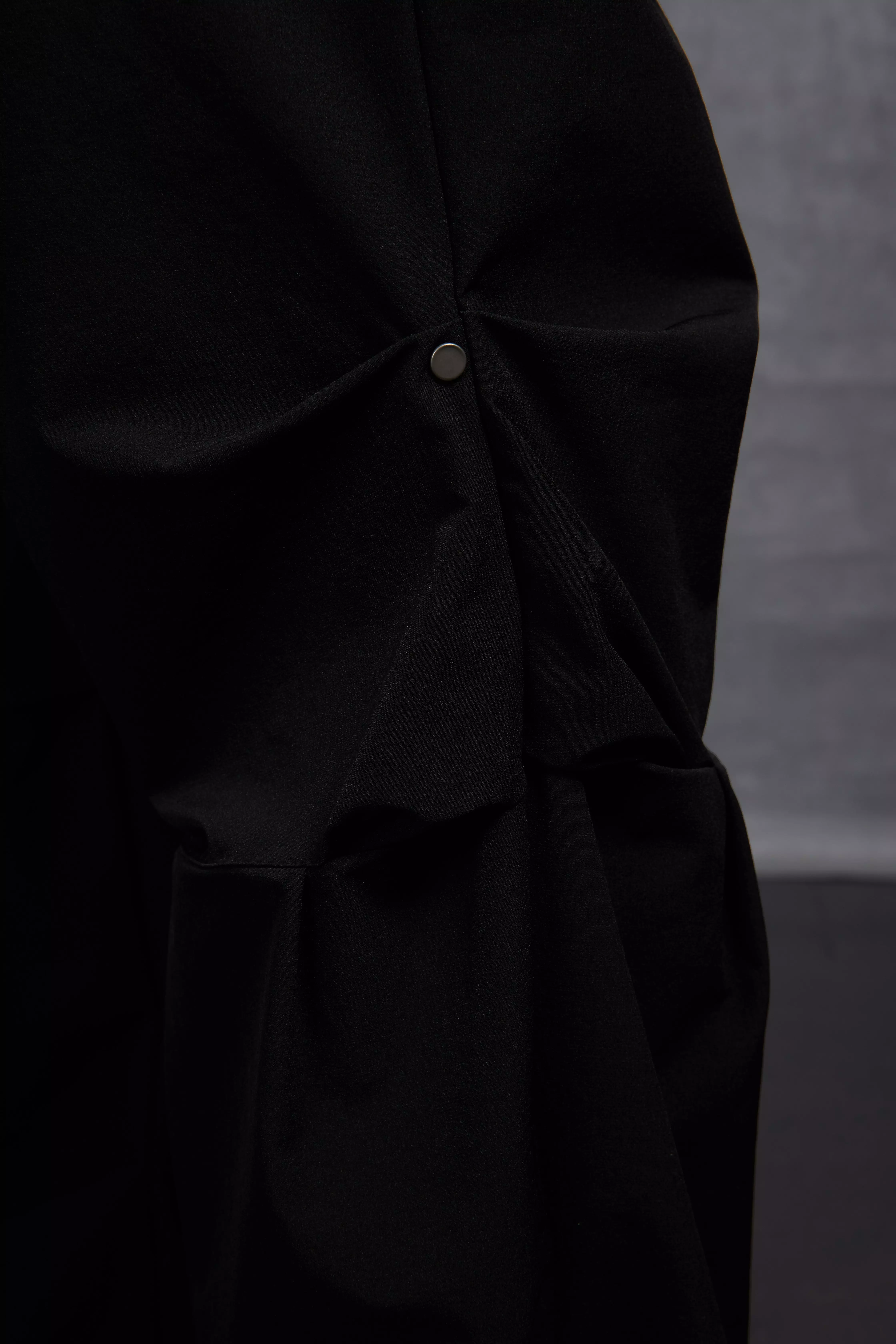 Black P-Star Slim Fit Flare Stacked Ruched Detail Trousers alternative image