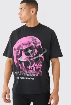 Oversized Ofcl Skull Graphic T-shirt Black