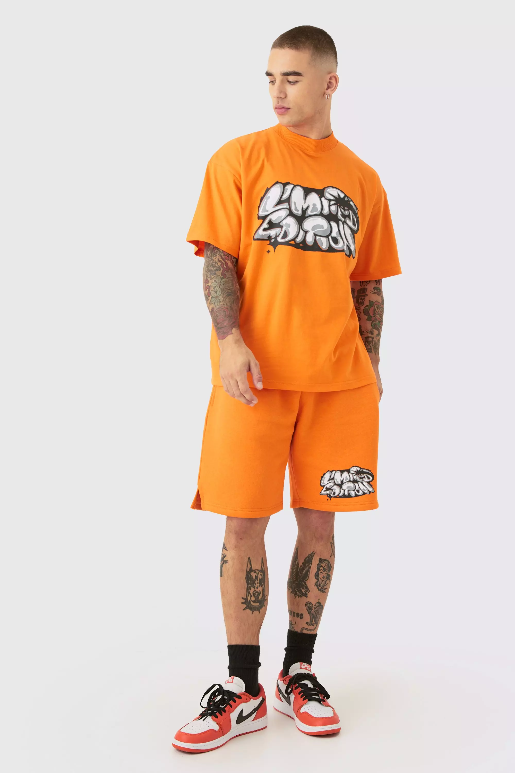 Orange Oversized Extended Neck Limited Edition Graffiti Tracksuit