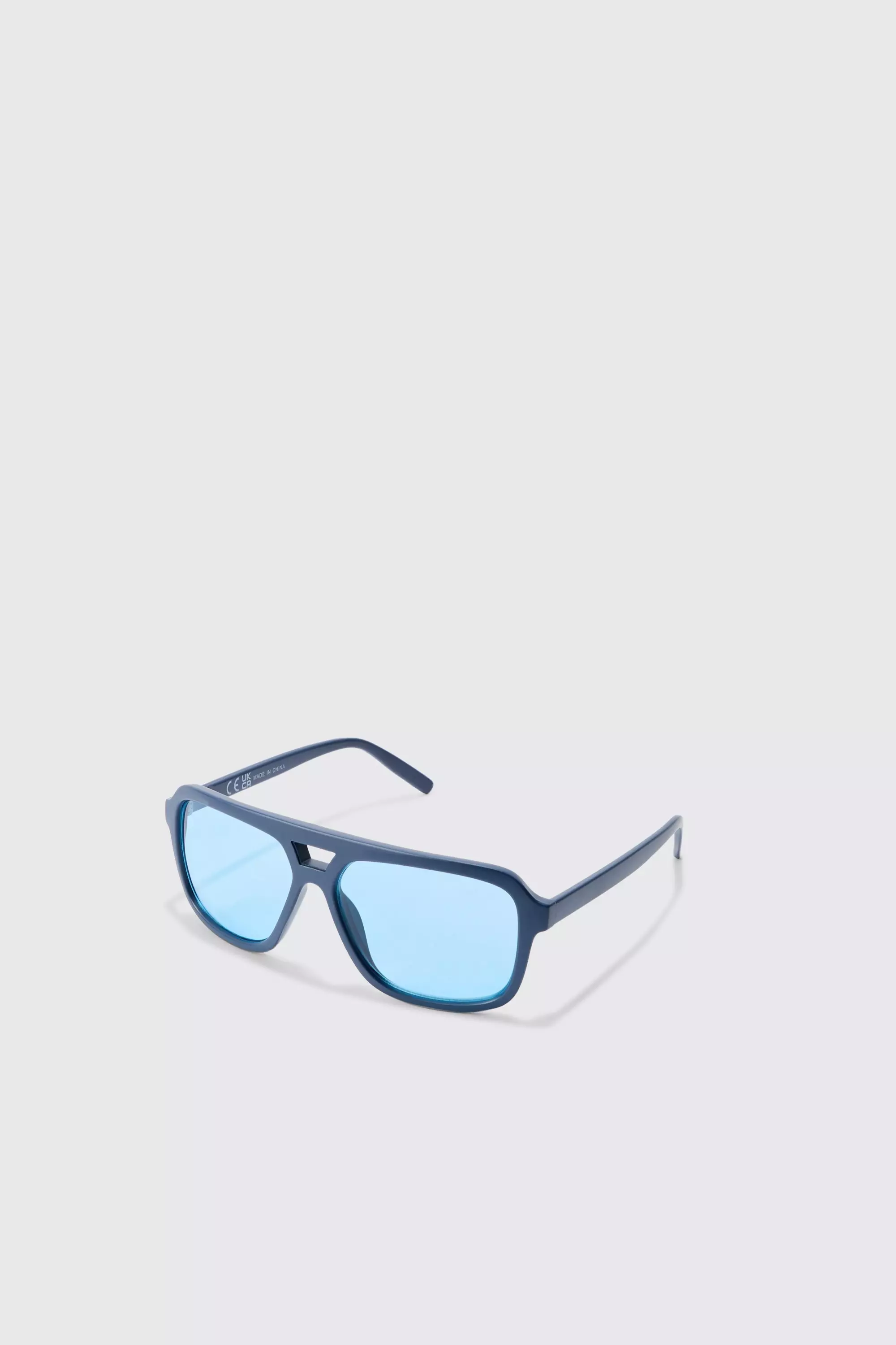 Wrap Aviator Sunglasses In Blue Blue