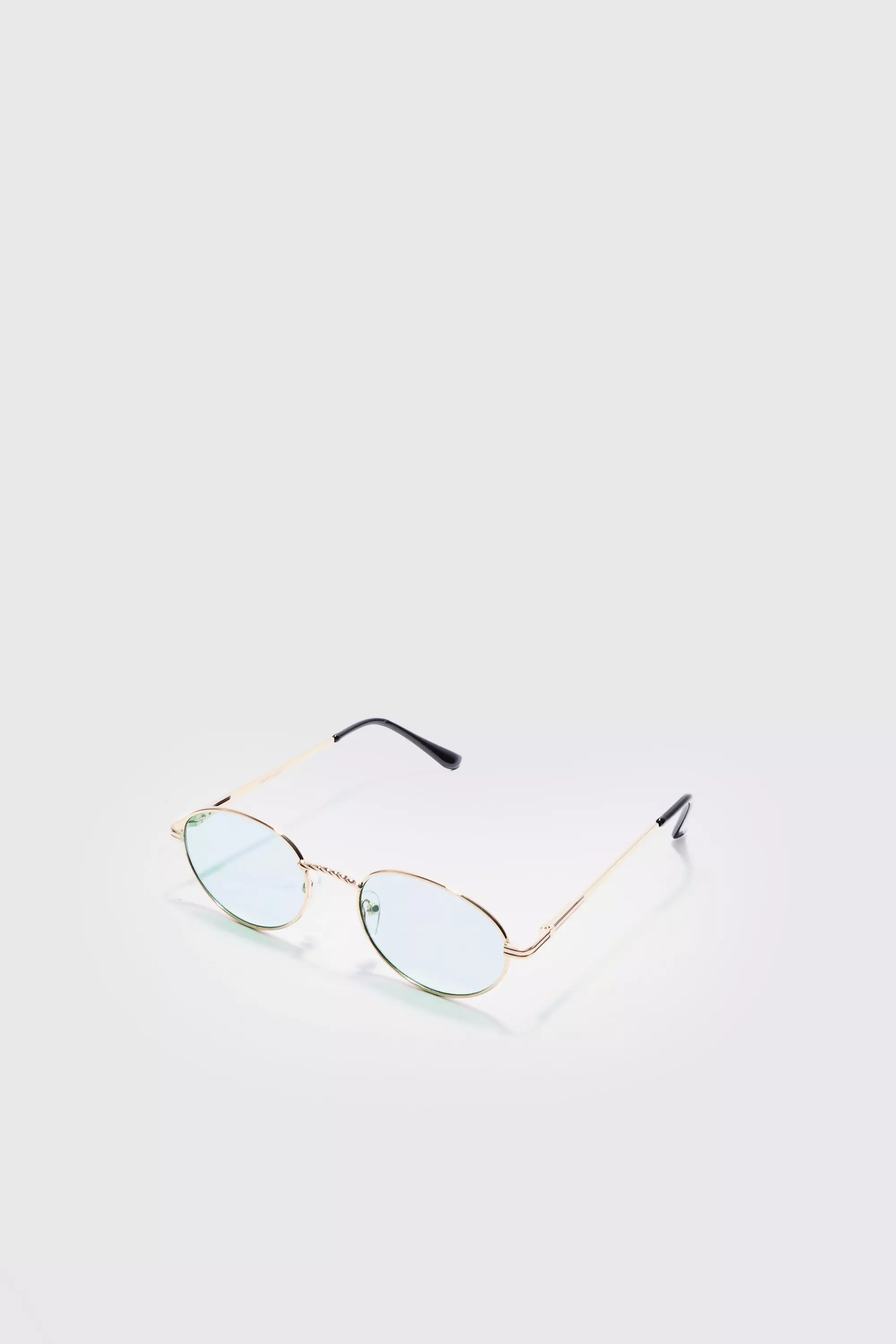 Oval Metal Frame Sunglasses In Green Green