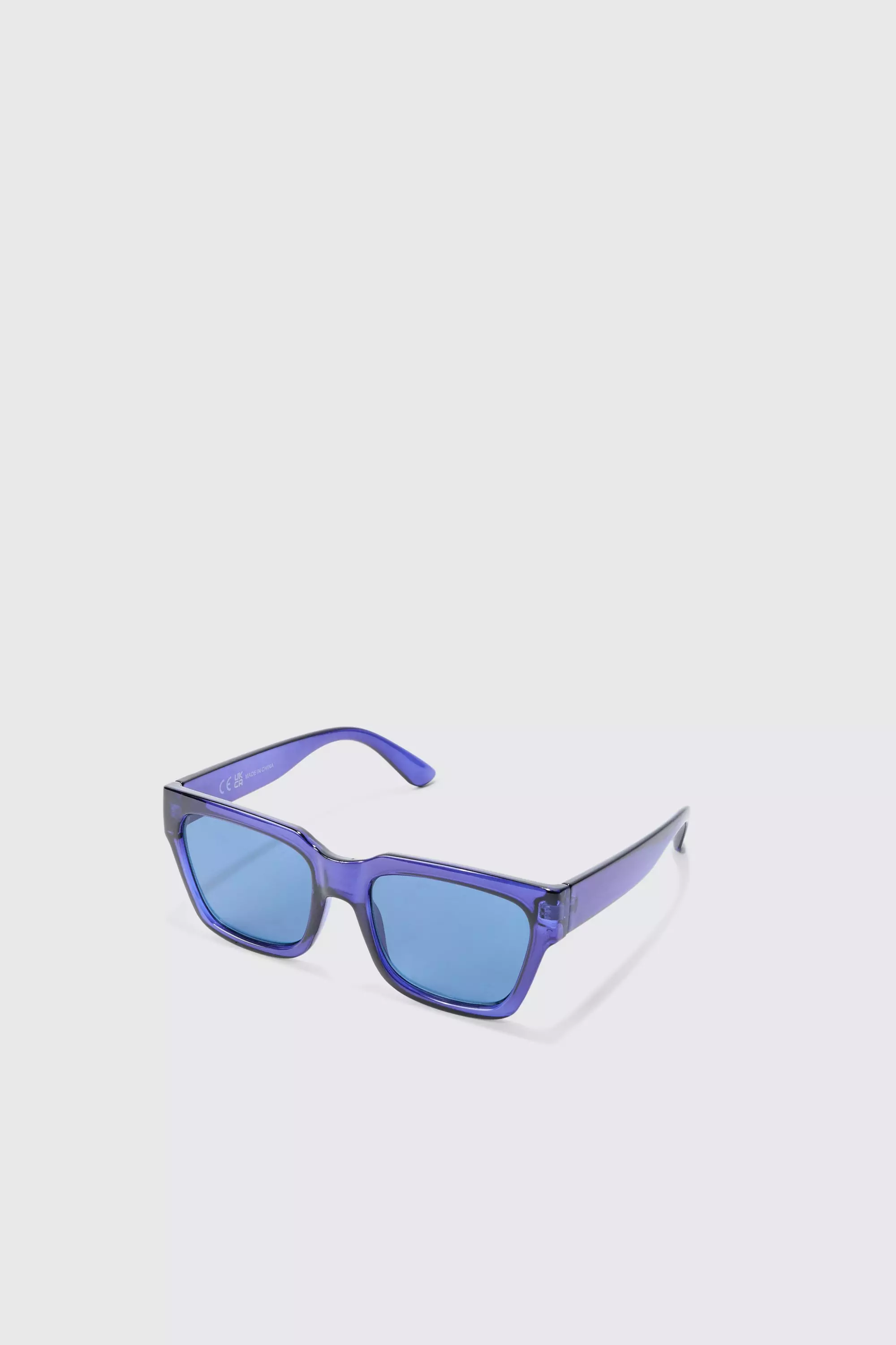 Square Plastic Sunglasses In Blue Blue