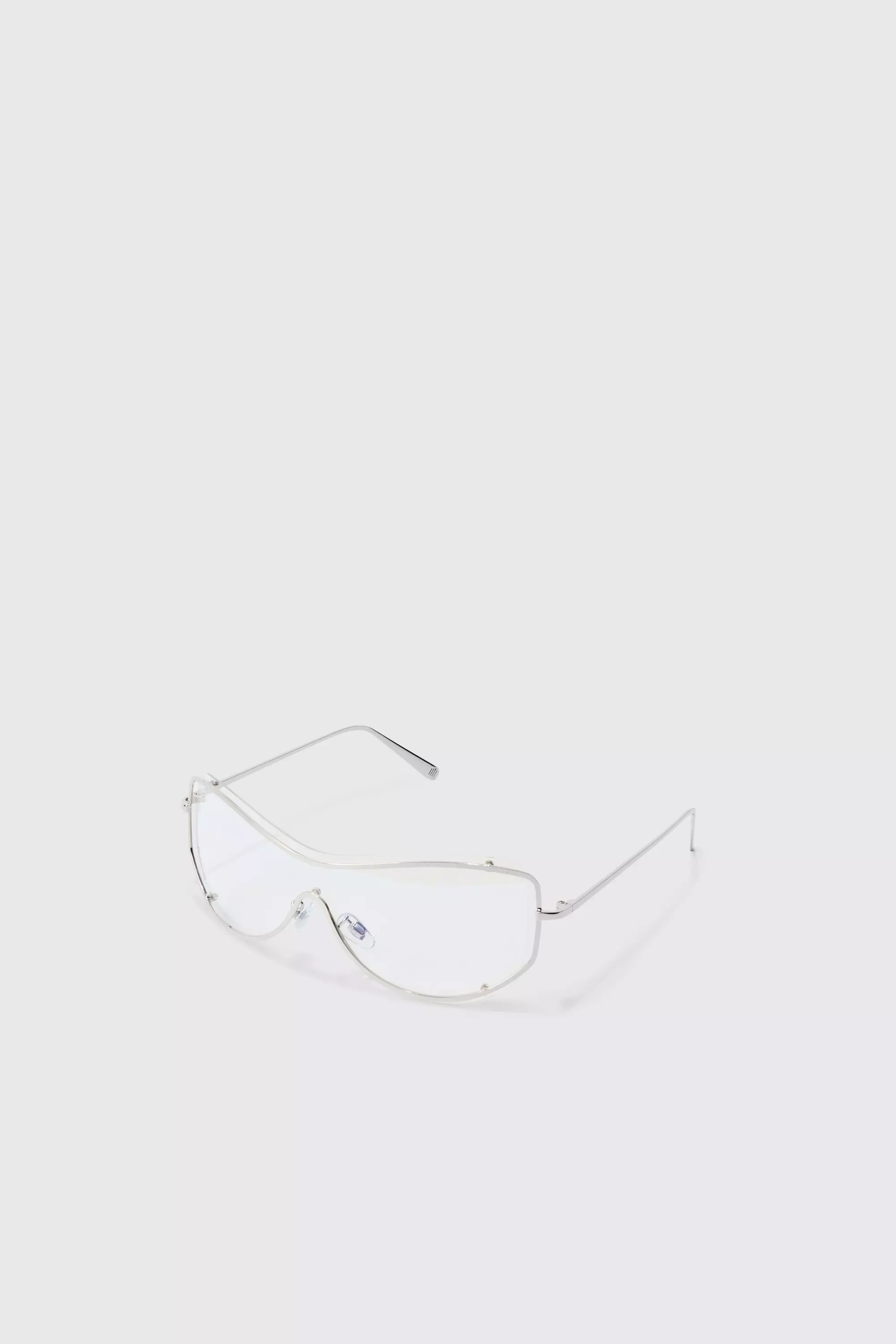 Clear Lens Visor Sunglasses In Silver Silver