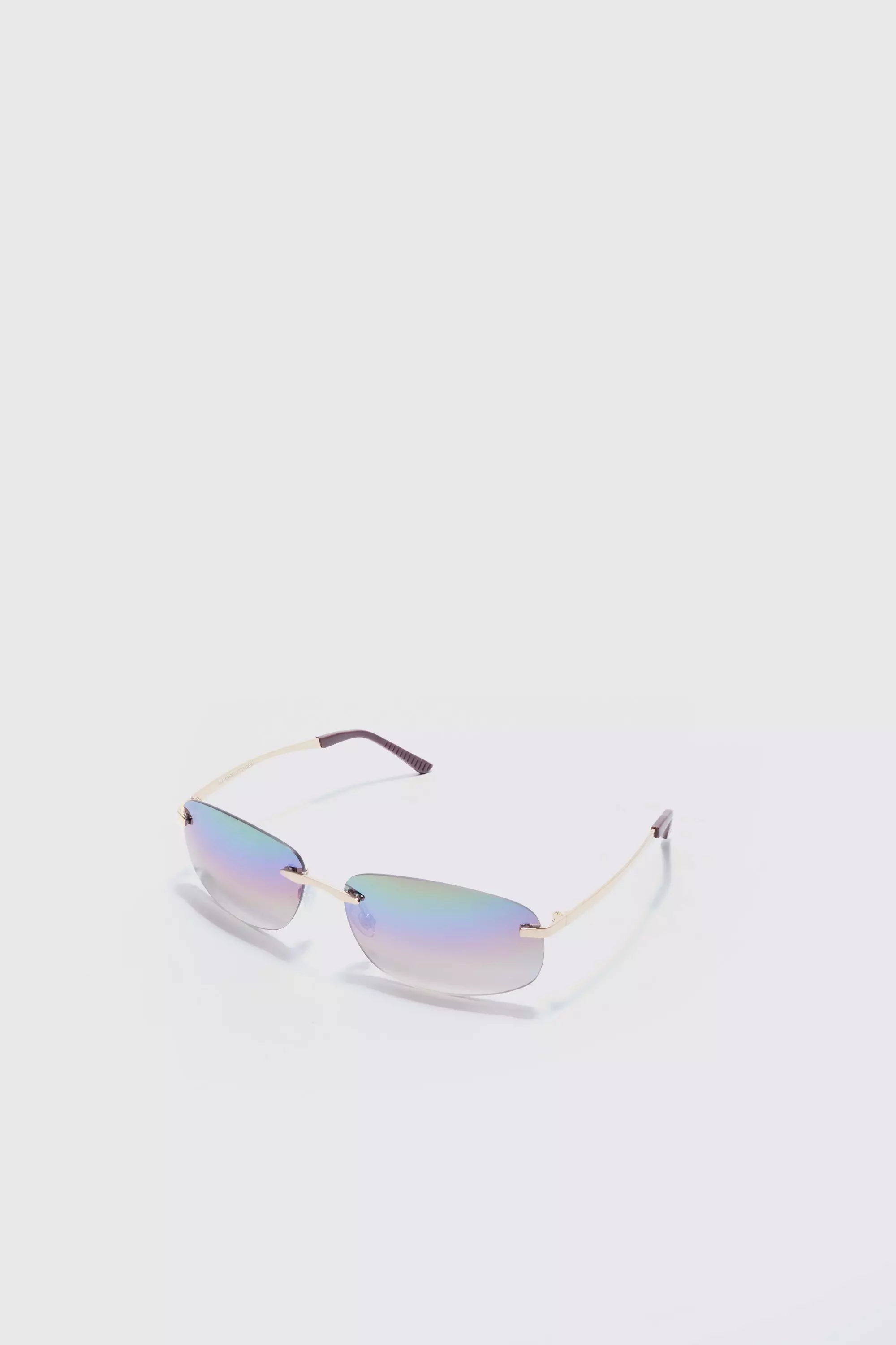 Square Lens Frameless Sunglasses In Multi Multi
