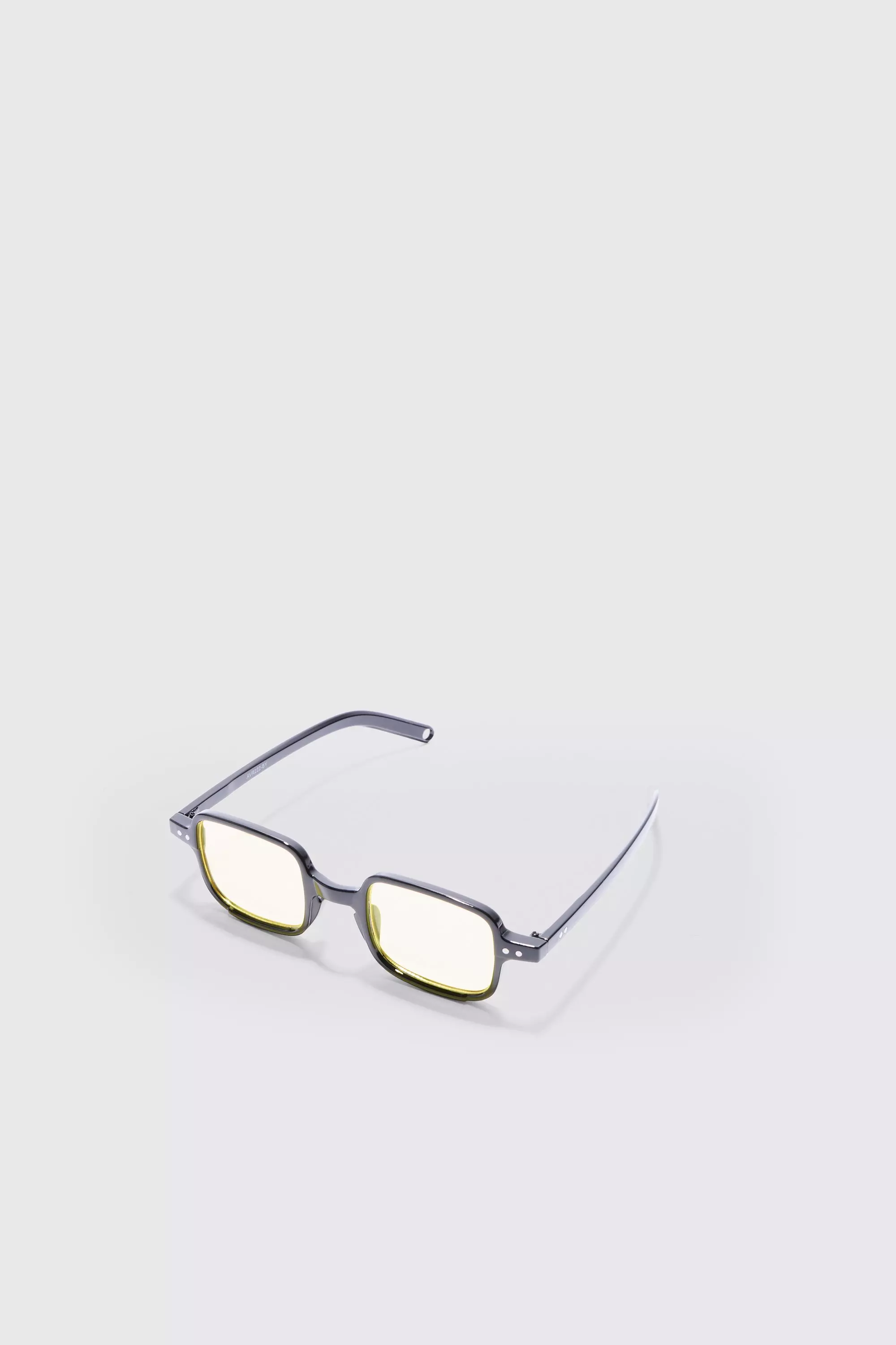 Lunettes de soleil carrées jaunes, Black autre image