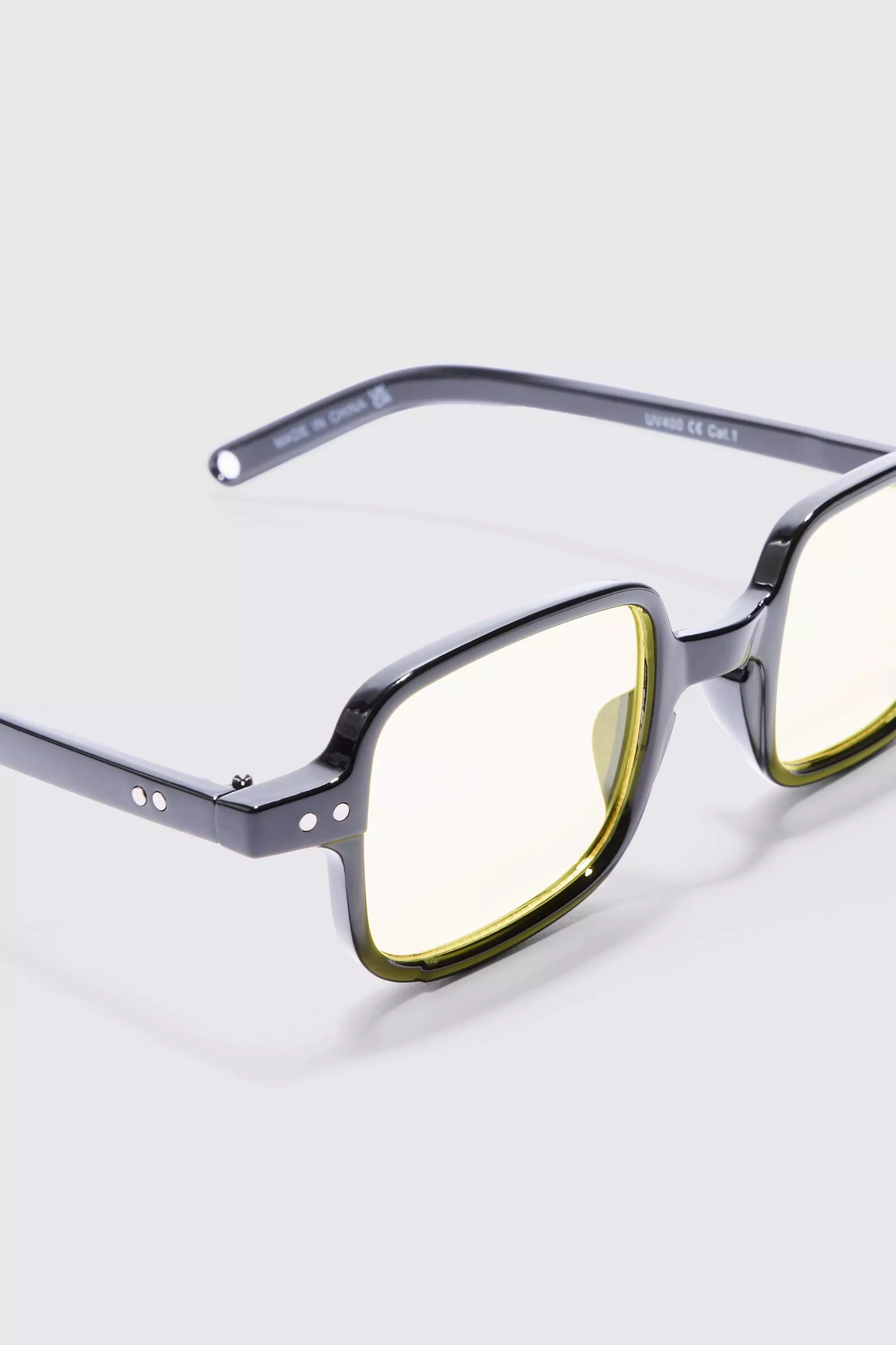 Lunettes de soleil carrées jaunes, Black autre image