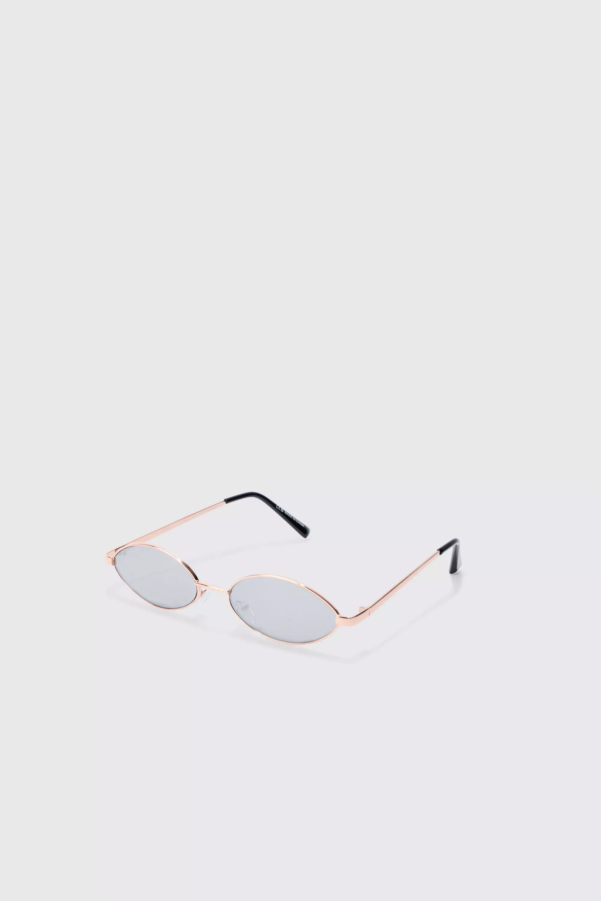 Oval Metal Frame Sunglasses In Grey Grey