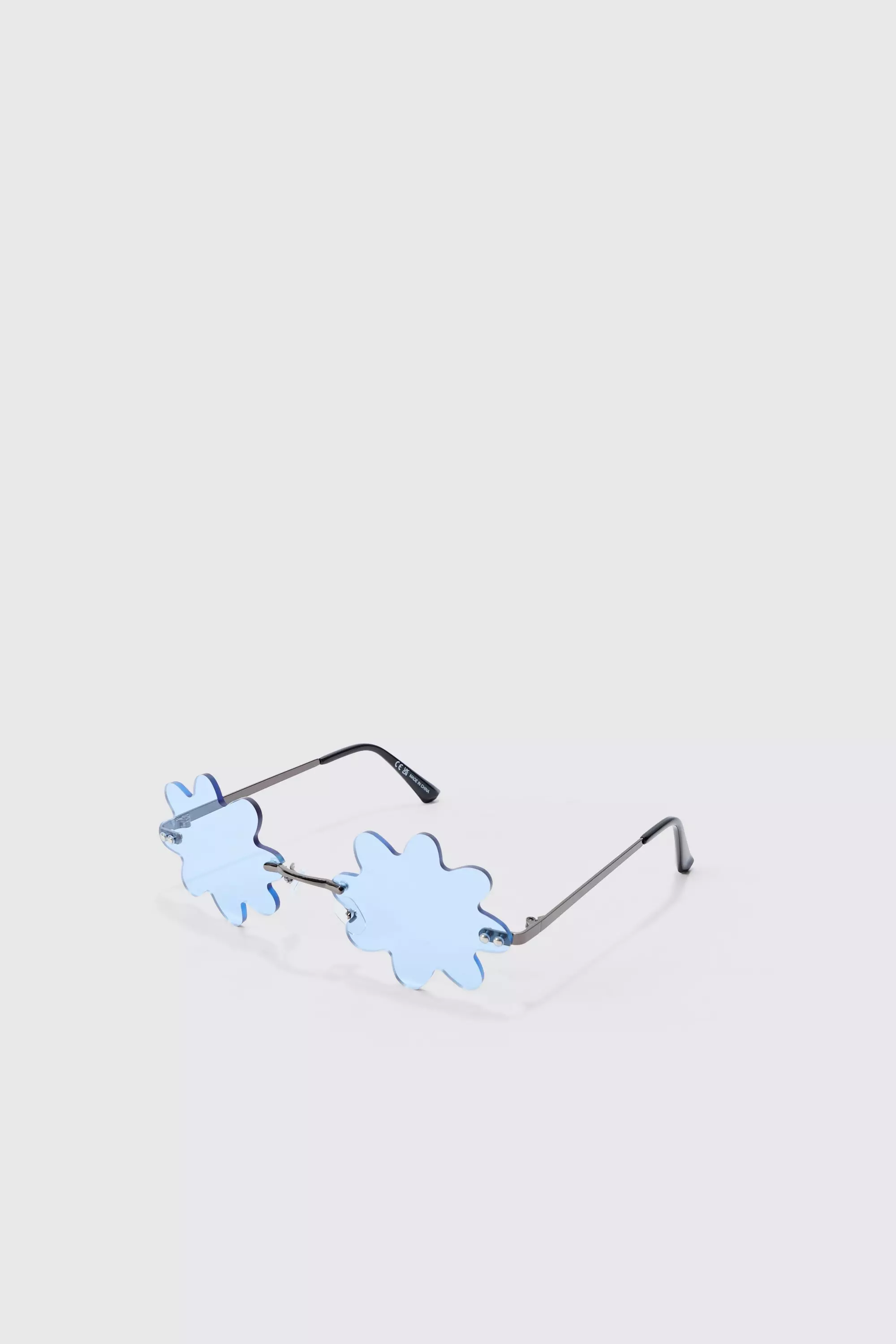 Flower Rimless Sunglasses In Light Blue Light blue