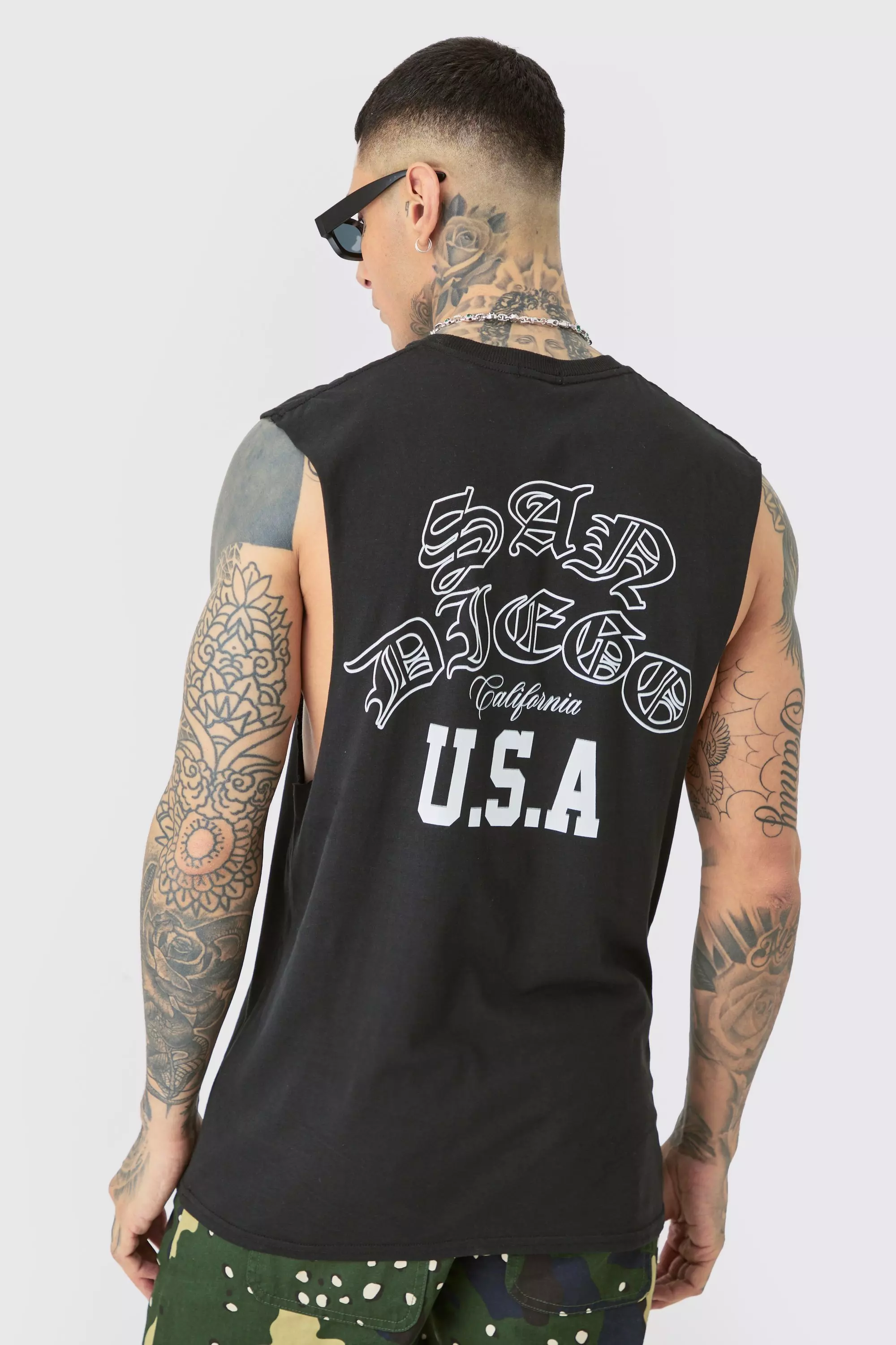 Black Tall Zwarte Varsity San Diego Tank Top alternatieve afbeelding