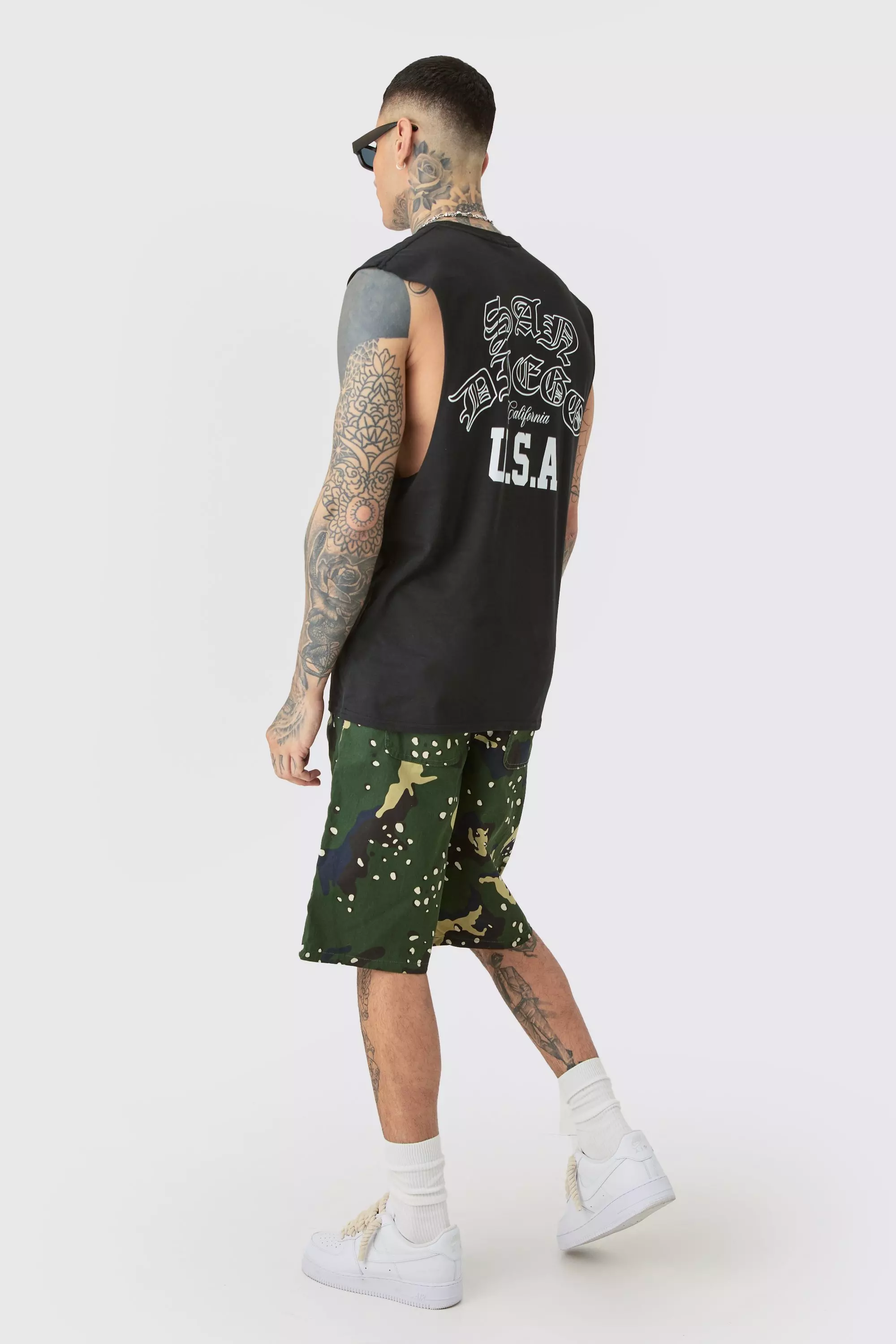 Tall Varsity San Diego Back Print Tank In Black alternative image