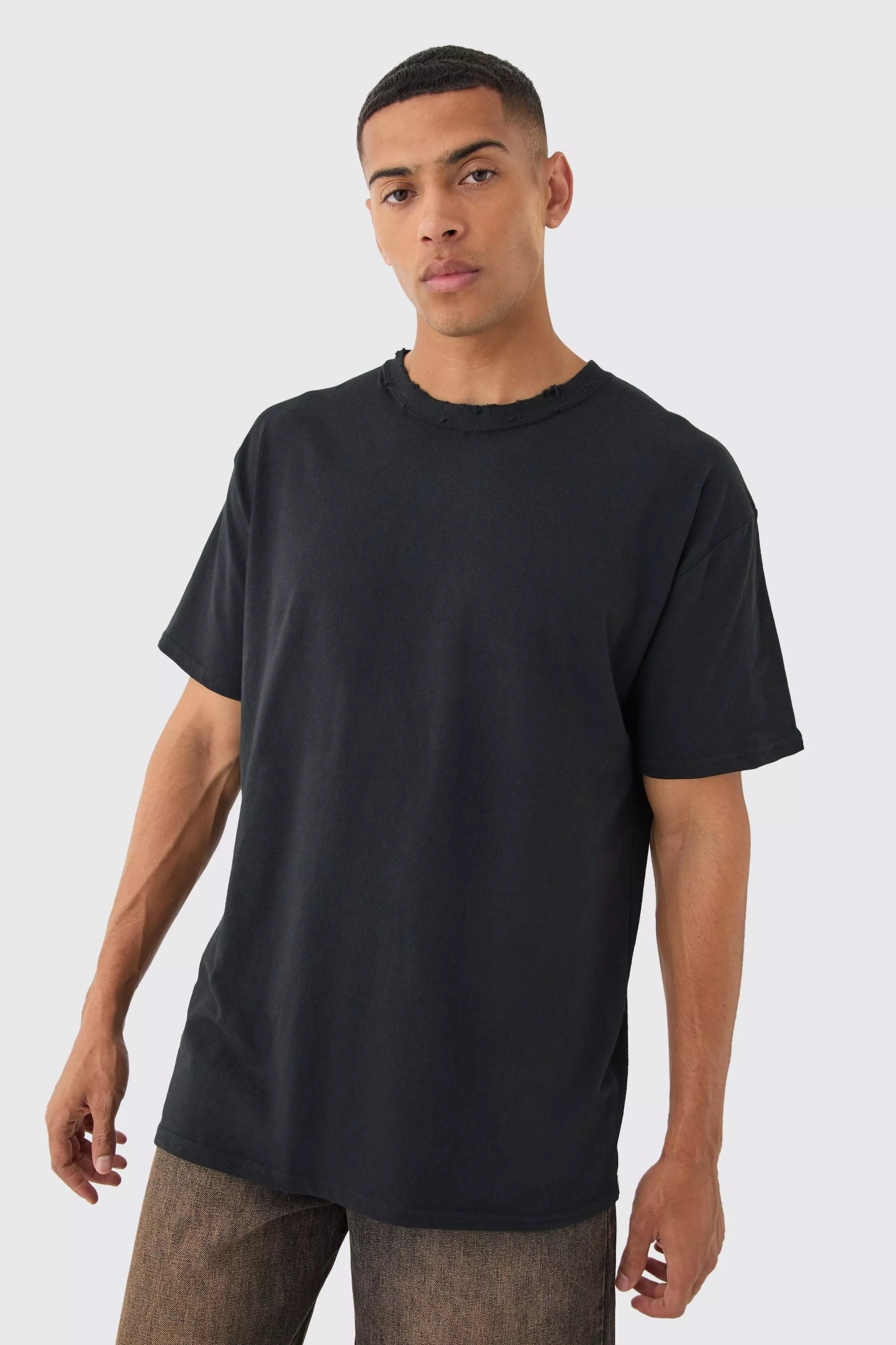 Oversized Distressed T-shirt Black