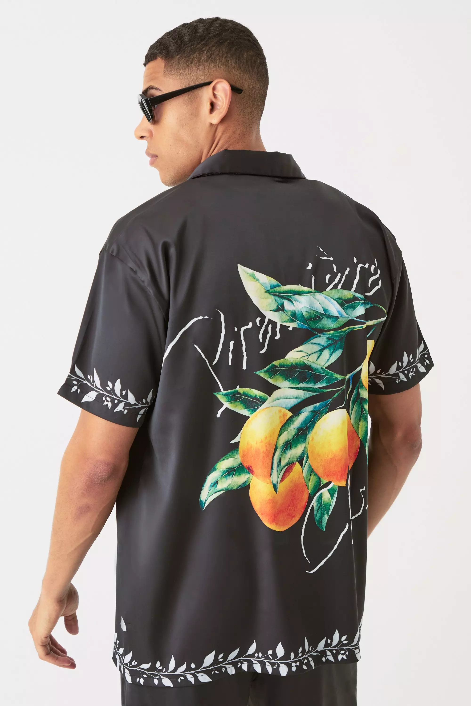 Short Sleeve Oversized Back Print Satin Set alternative image