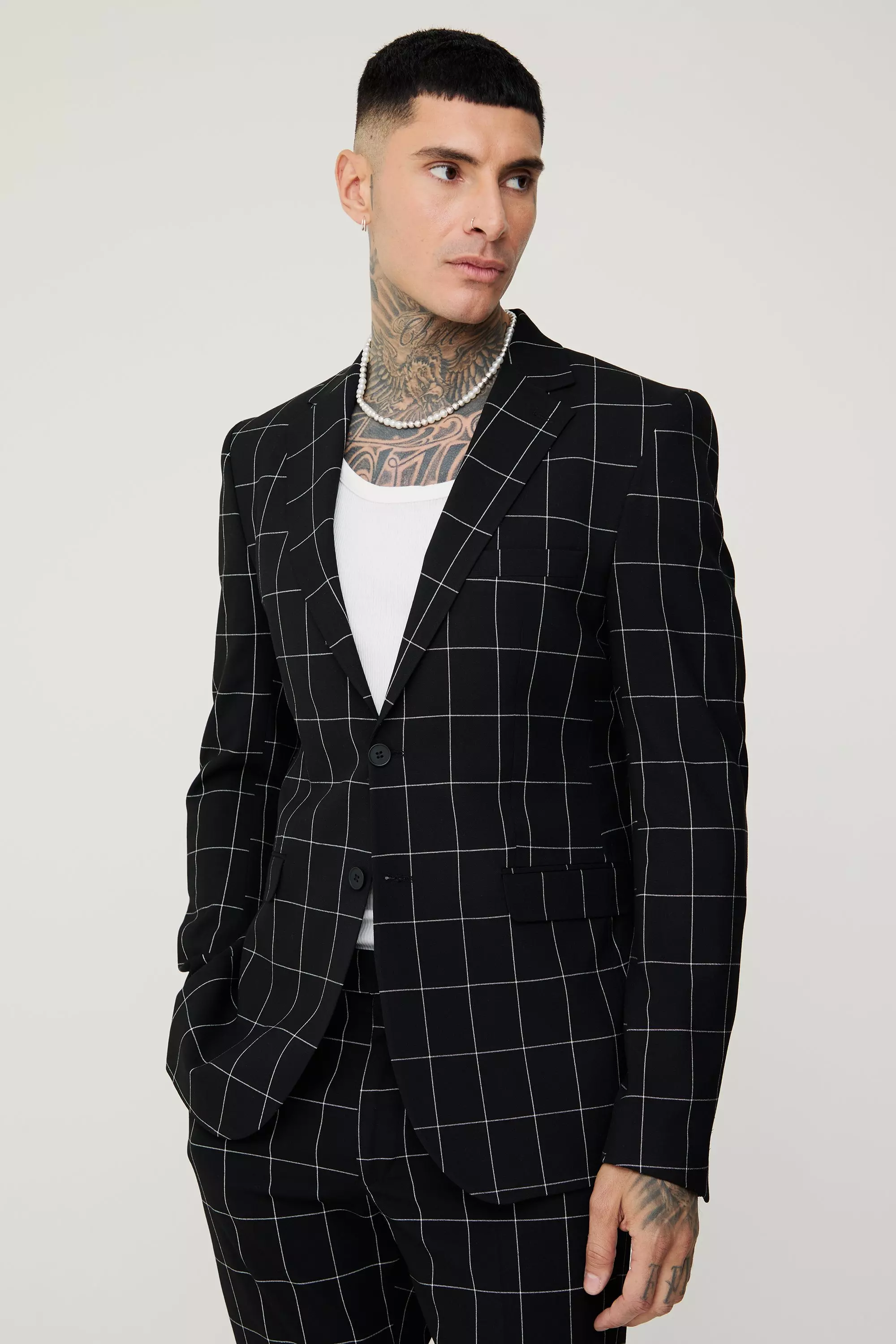 Tall - Blazer à carreaux et carreaux, Black autre image
