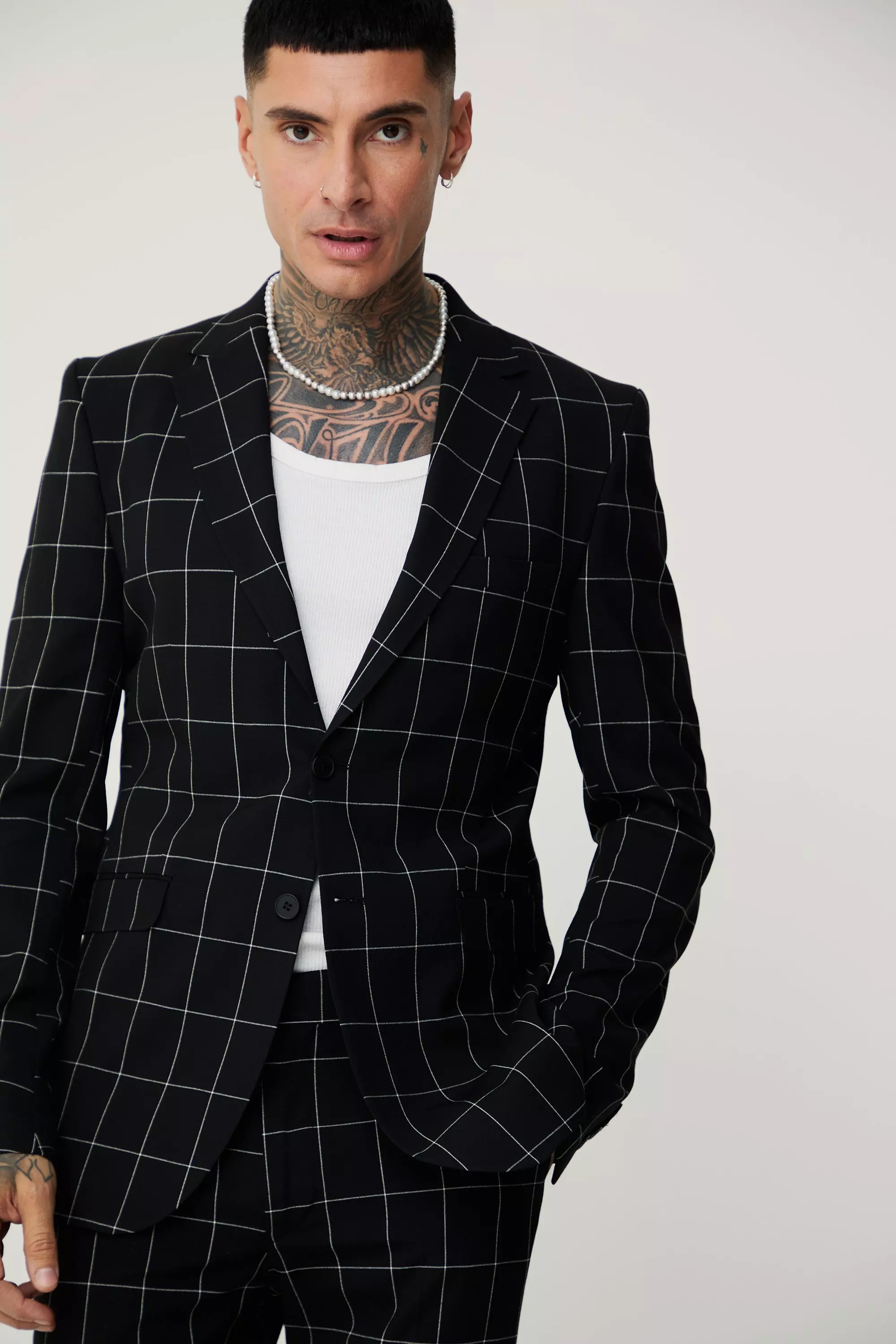 Tall - Blazer à carreaux et carreaux, Black autre image