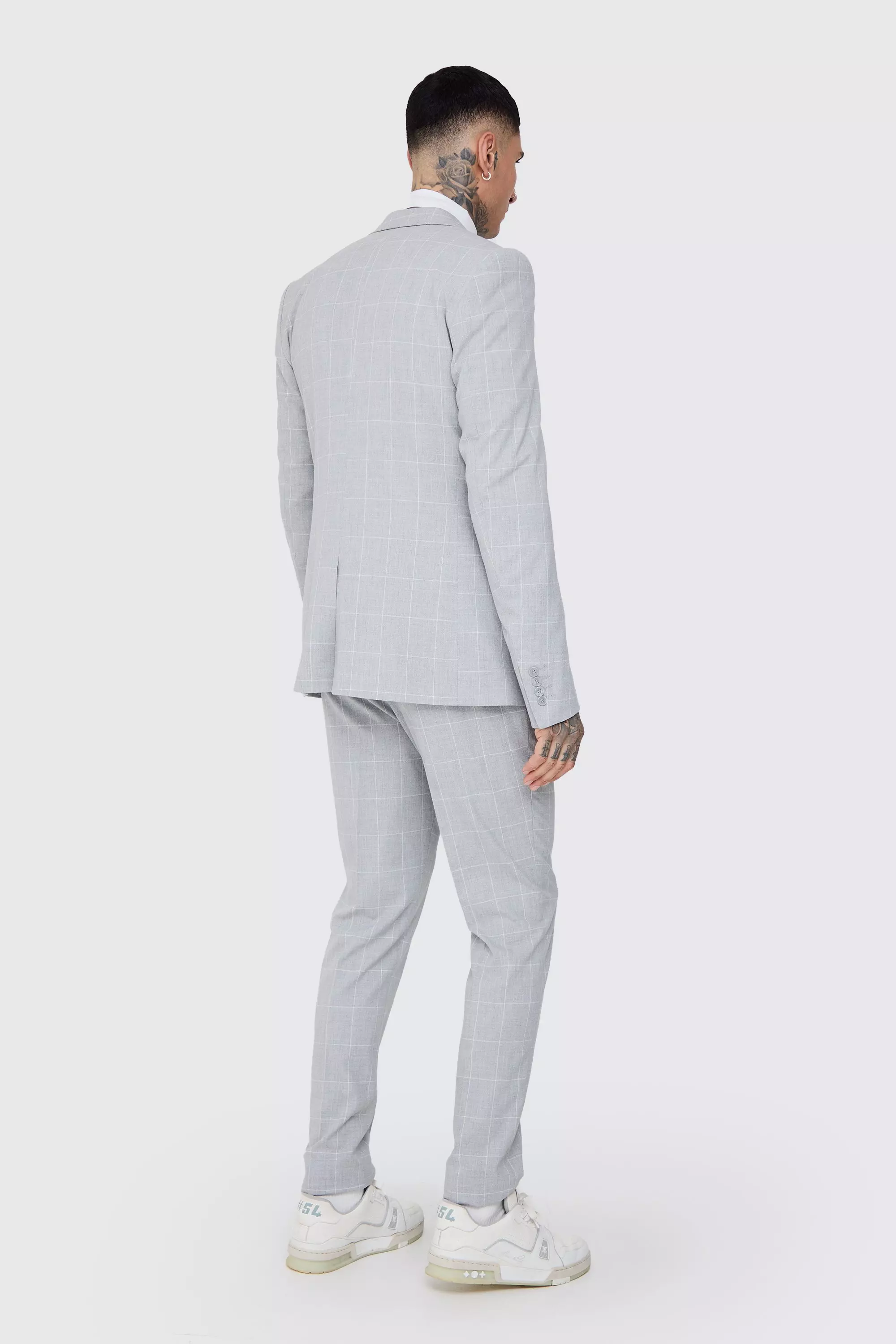 Light grey Tall Window Pane Plaid Skinny Fit Blazer alternative image
