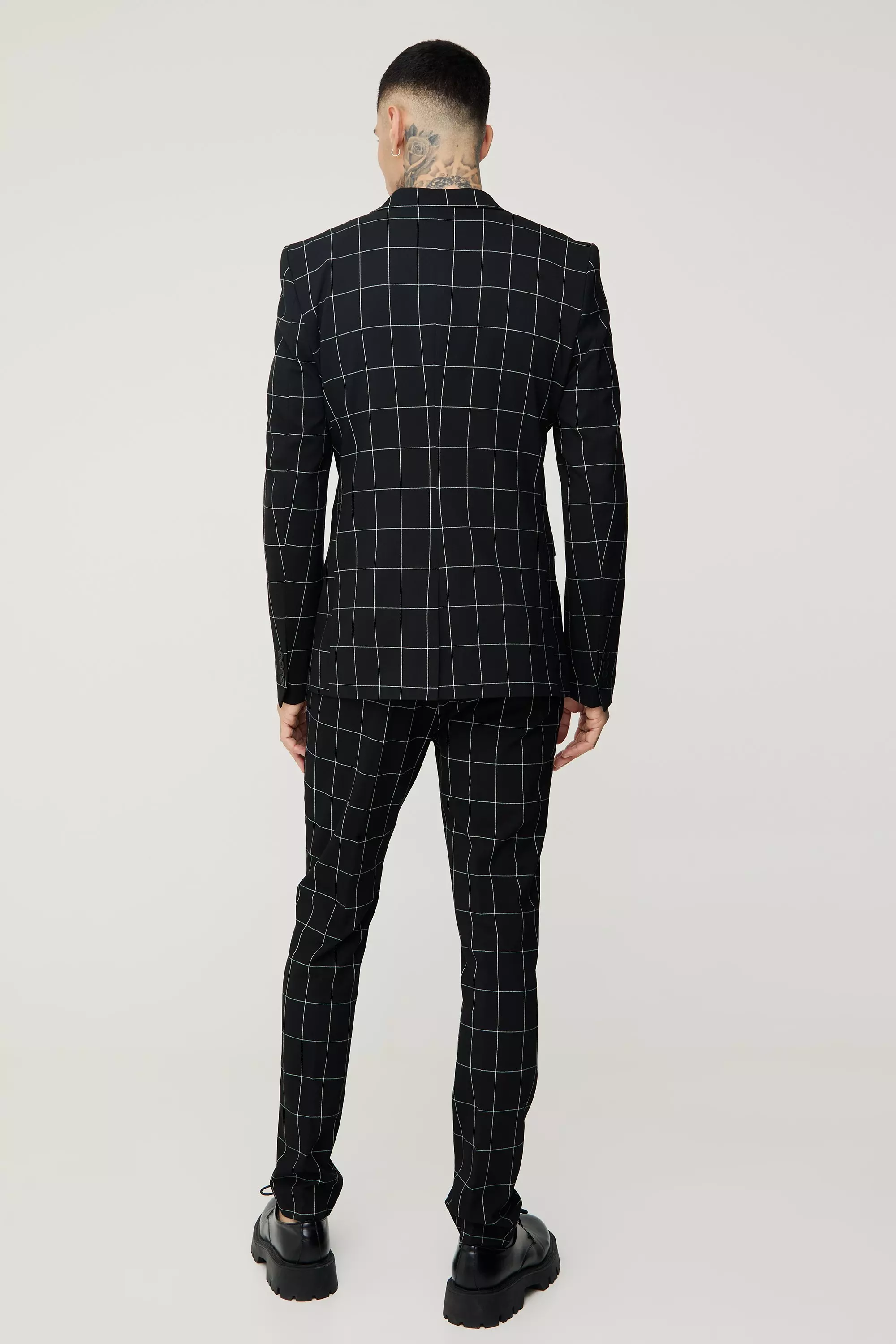 Black Tall Window Pane Check Skinny Fit Trousers alternative image