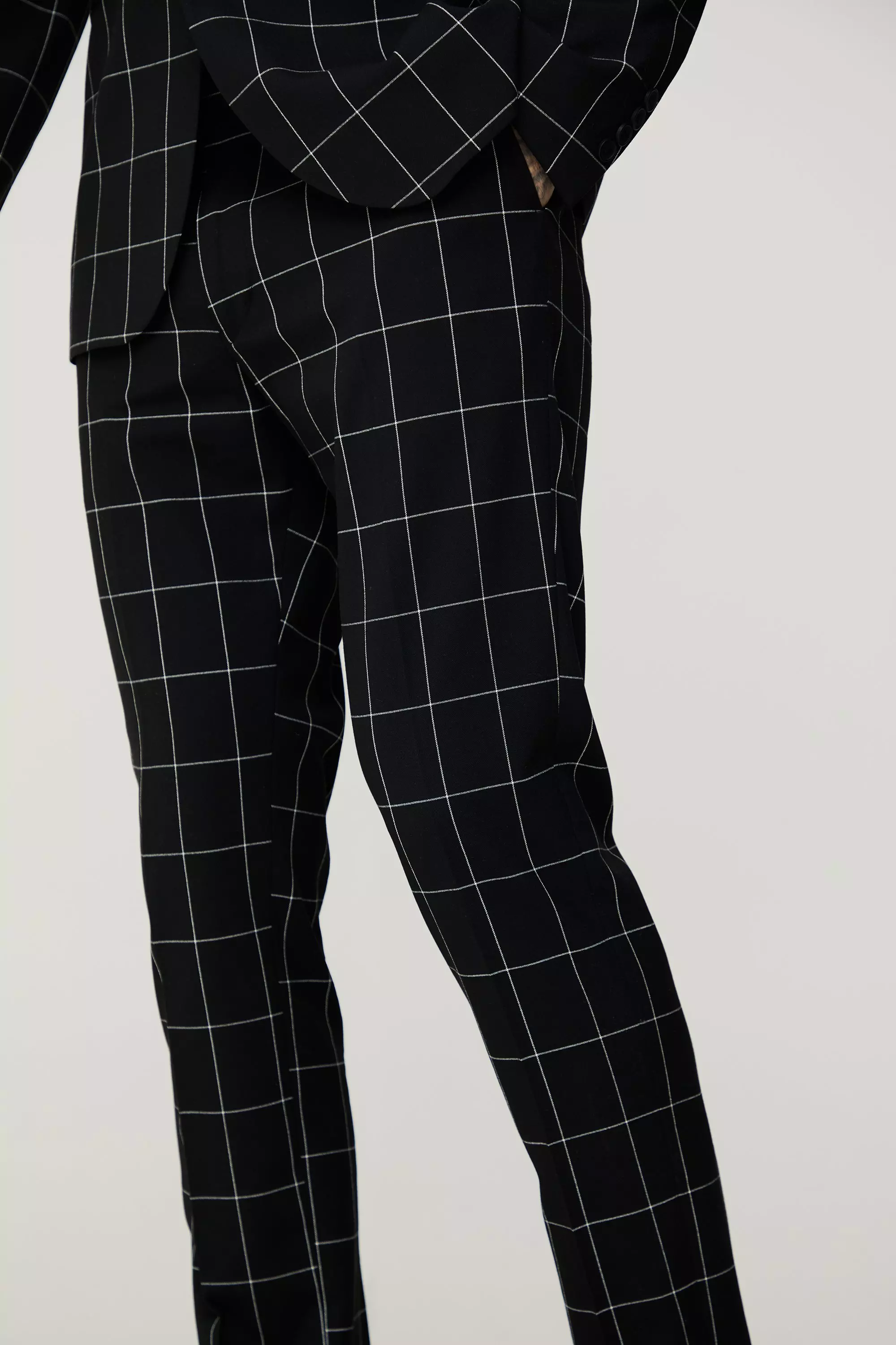 Black Tall Window Pane Check Skinny Fit Trousers alternative image