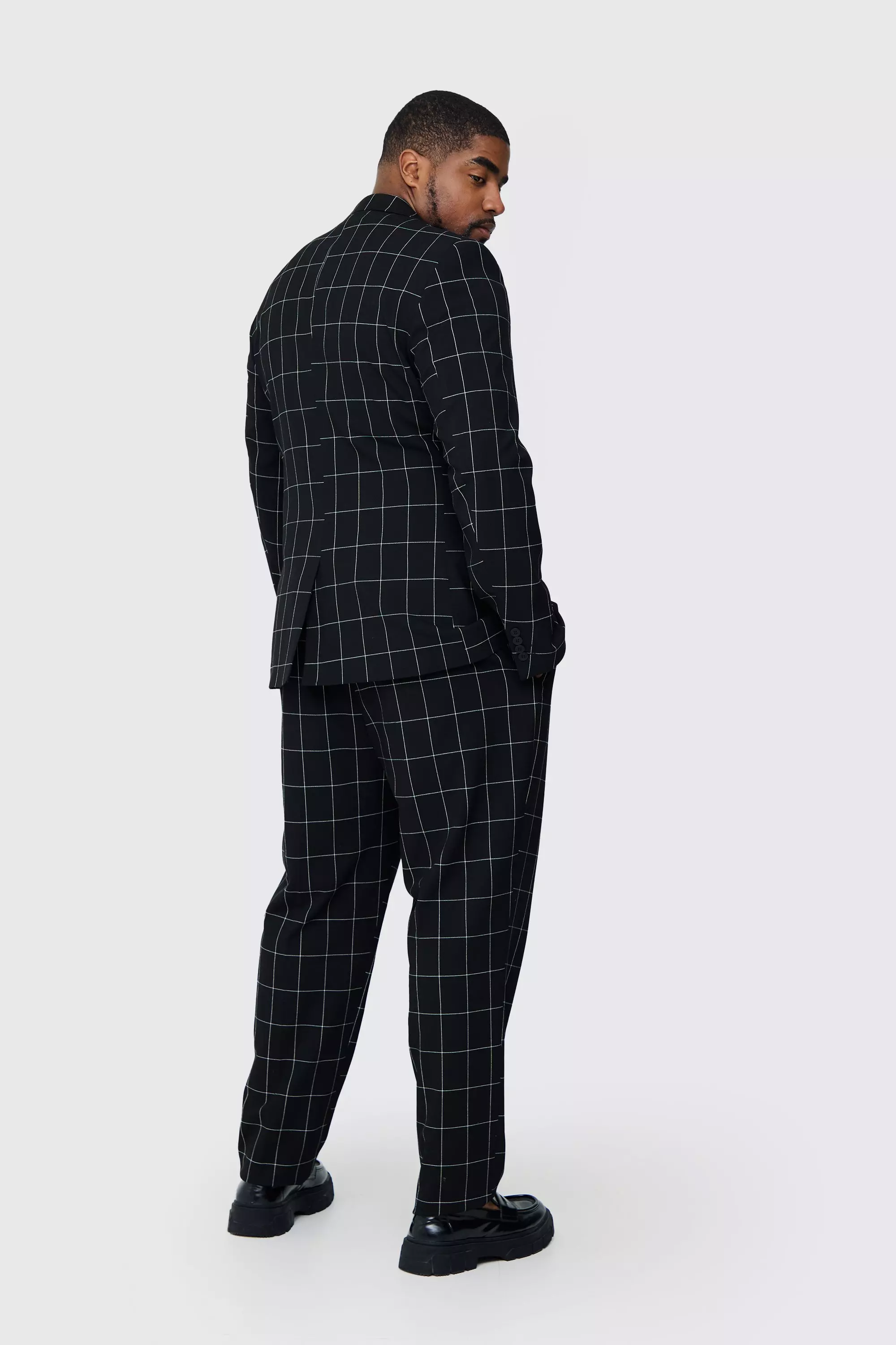Black Plus Window Pane Check Skinny Fit Blazer alternative image
