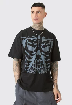 Tall All Over Skeleton Graphic T-shirt In Black Black