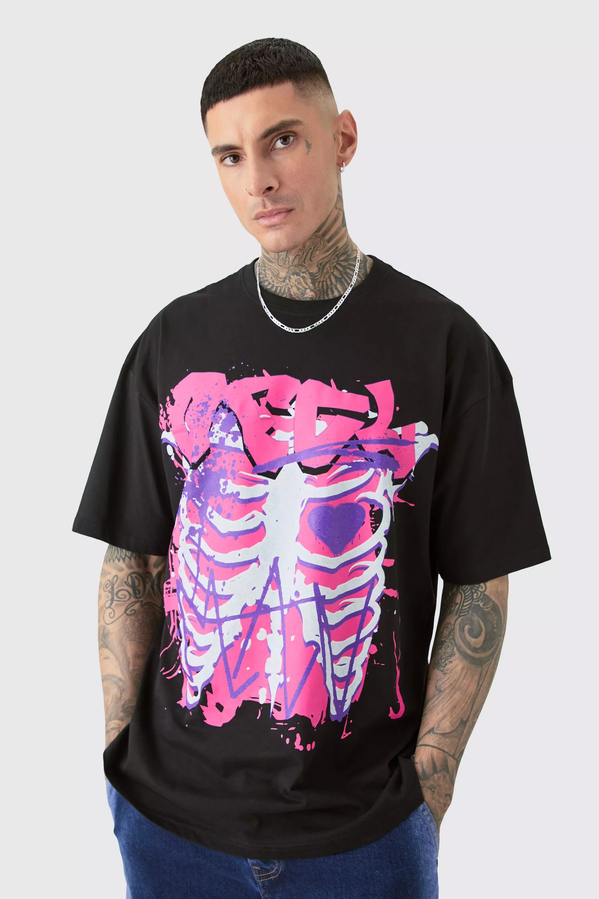 Tall Ofcl Skeleton Graphic T-shirt In Black Black