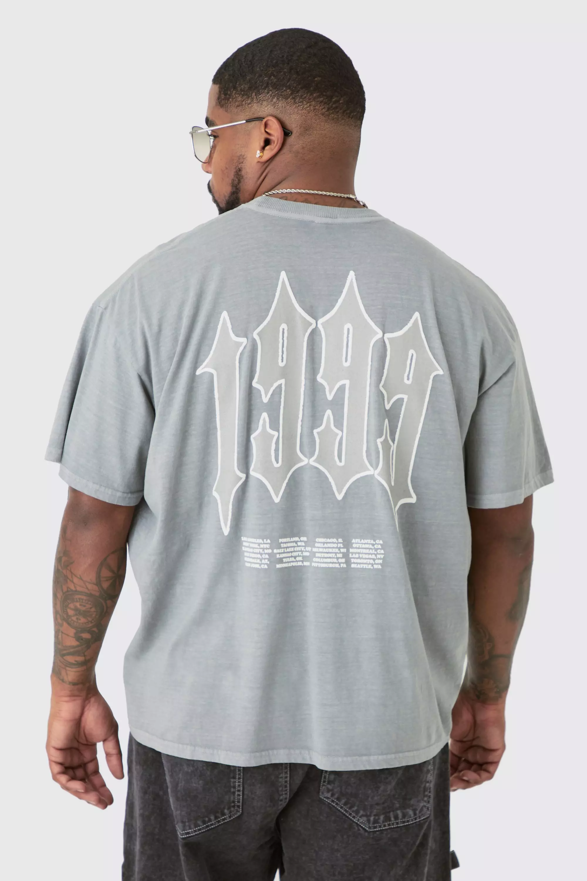 Plus 1999 Graphic Back Print T-shirt In Grey alternative image