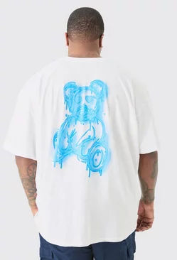 White Plus Drippy Teddy Back Graphic T-shirt In White
