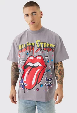 Oversized Rolling Stones Large Scale License T-shirt Charcoal