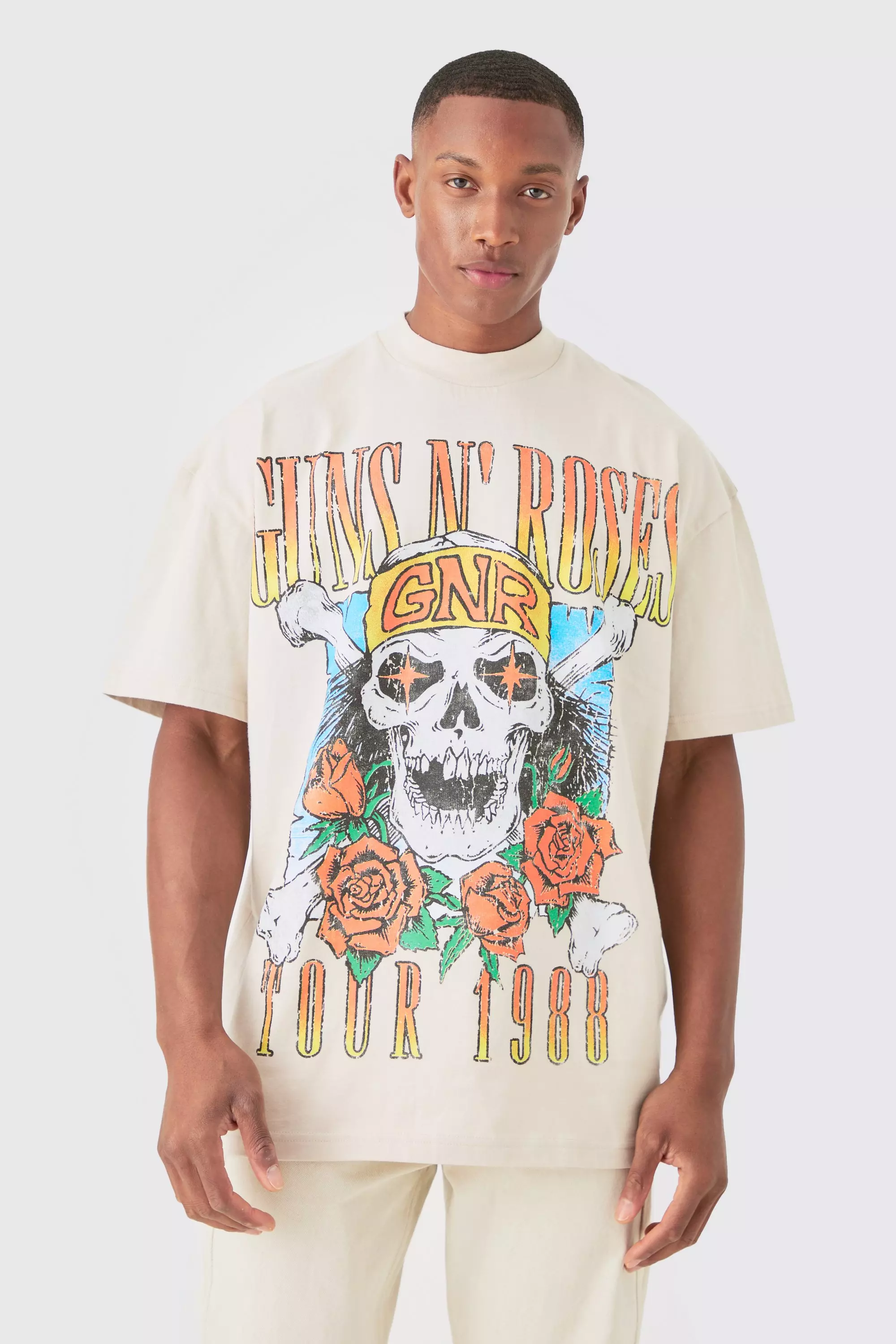 Oversized Fit Guns N Roses Large Scale License T-shirt Stone