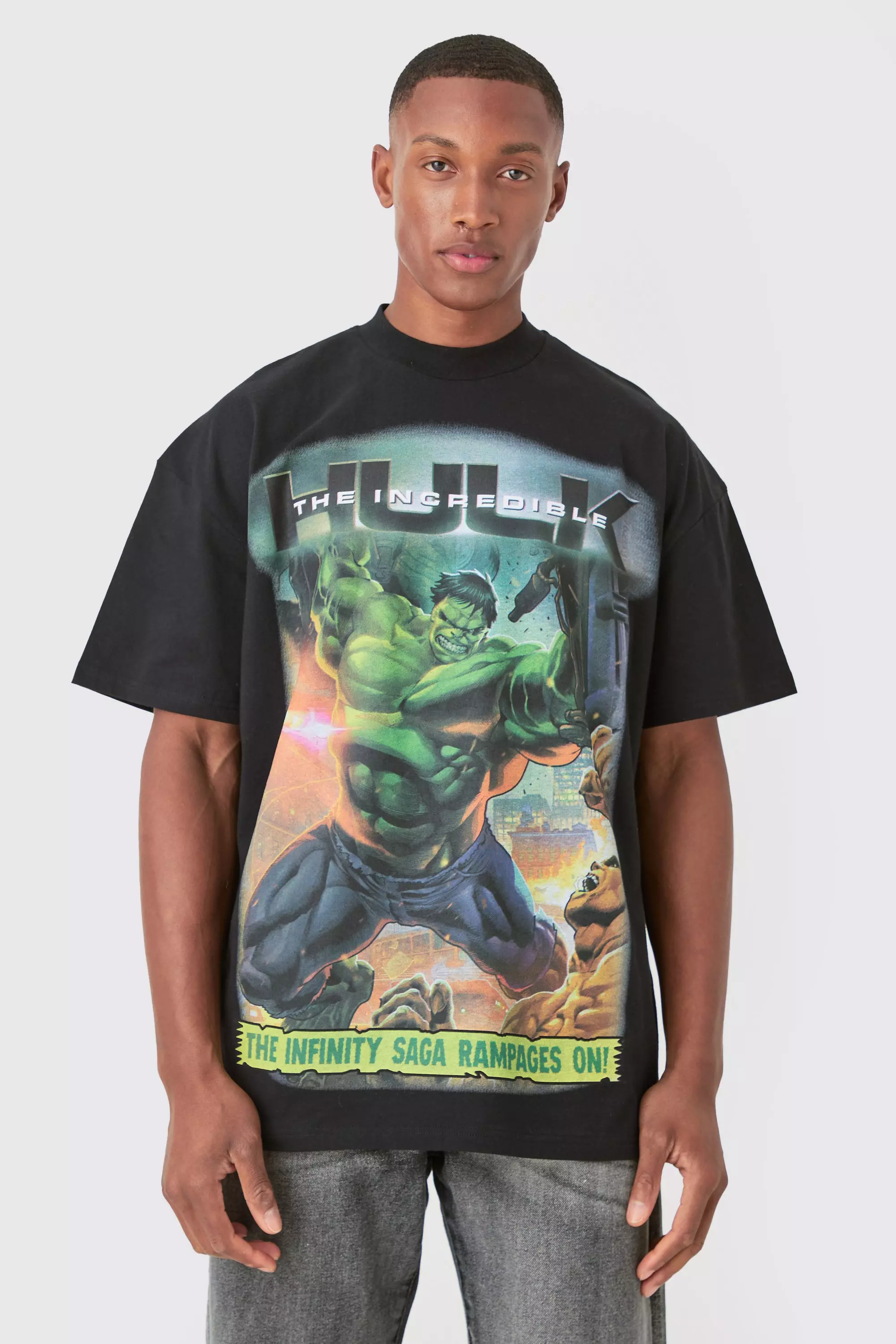 Oversized The Hulk Large Scale License T-shirt Black