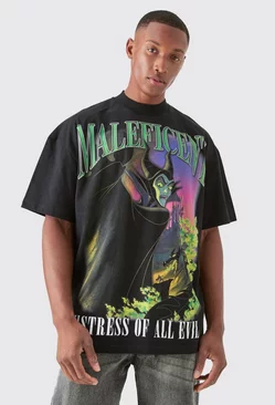 Oversized Disney Maleficent Large Scale License T-shirt Black