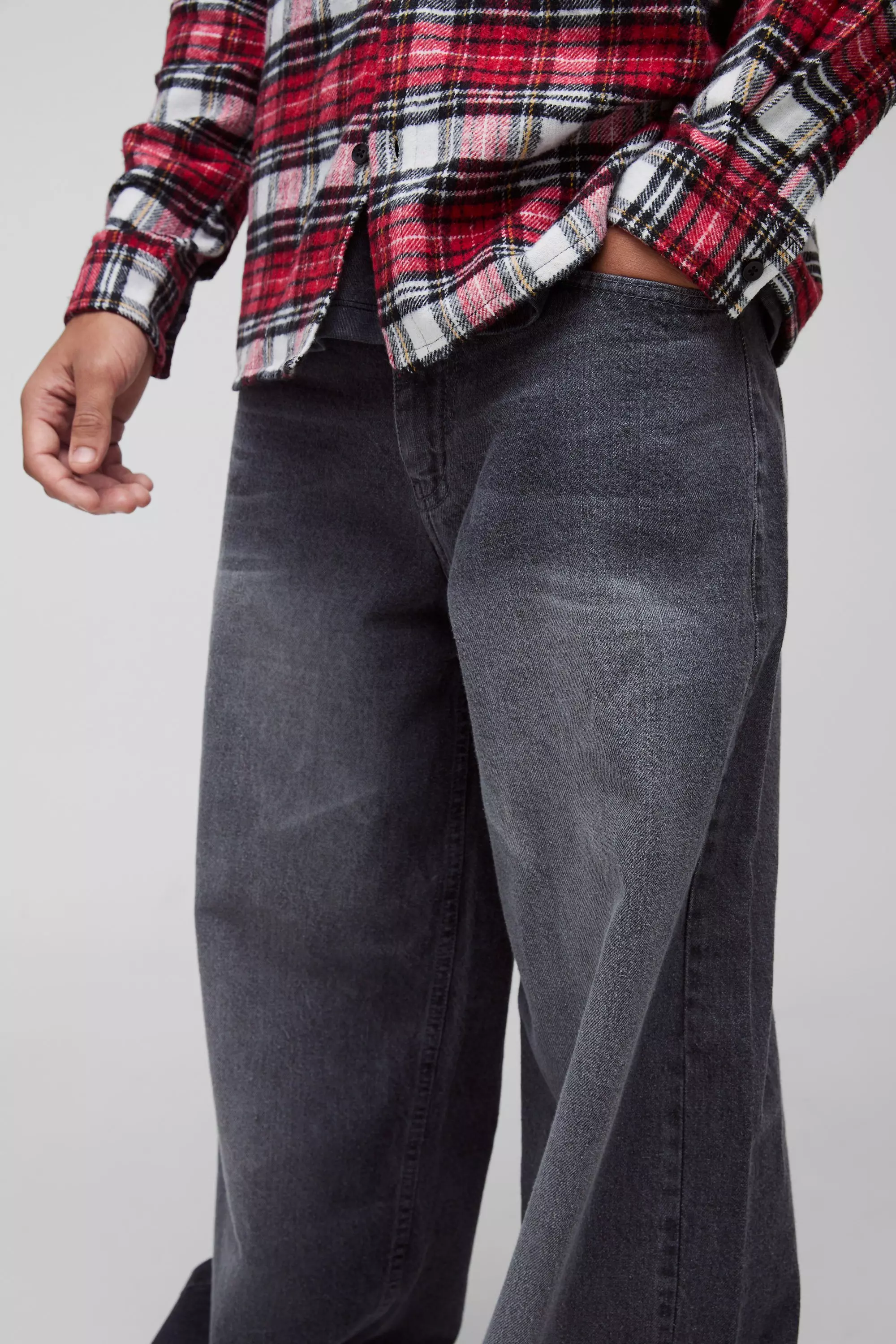 Grey Onbewerkte Baggy Jeans alternatieve afbeelding