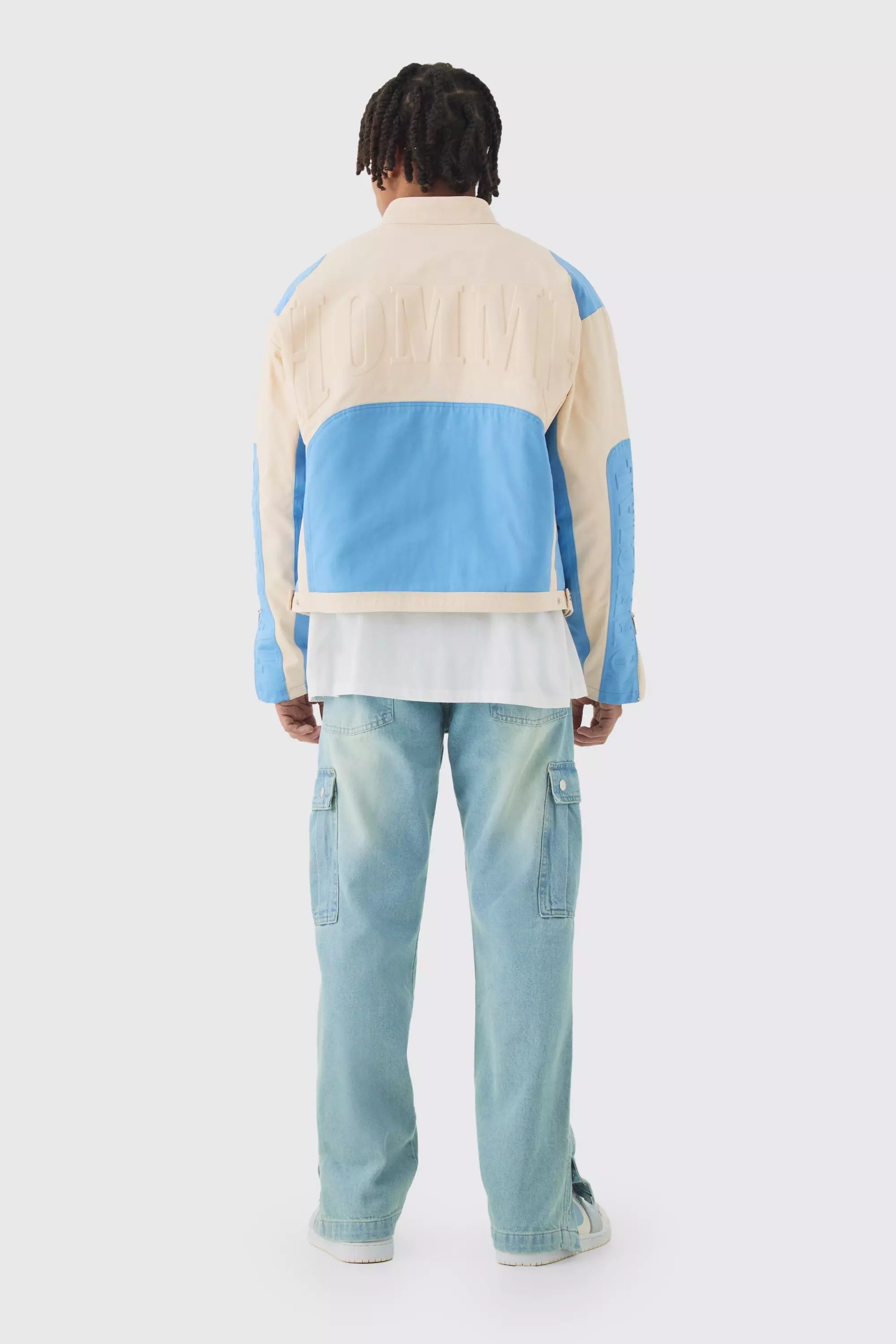 Jean cargo large à boutons pression, Antique blue autre image