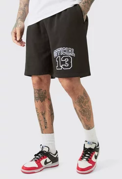 Black Tall Oversized Fit Official Jersey Shorts