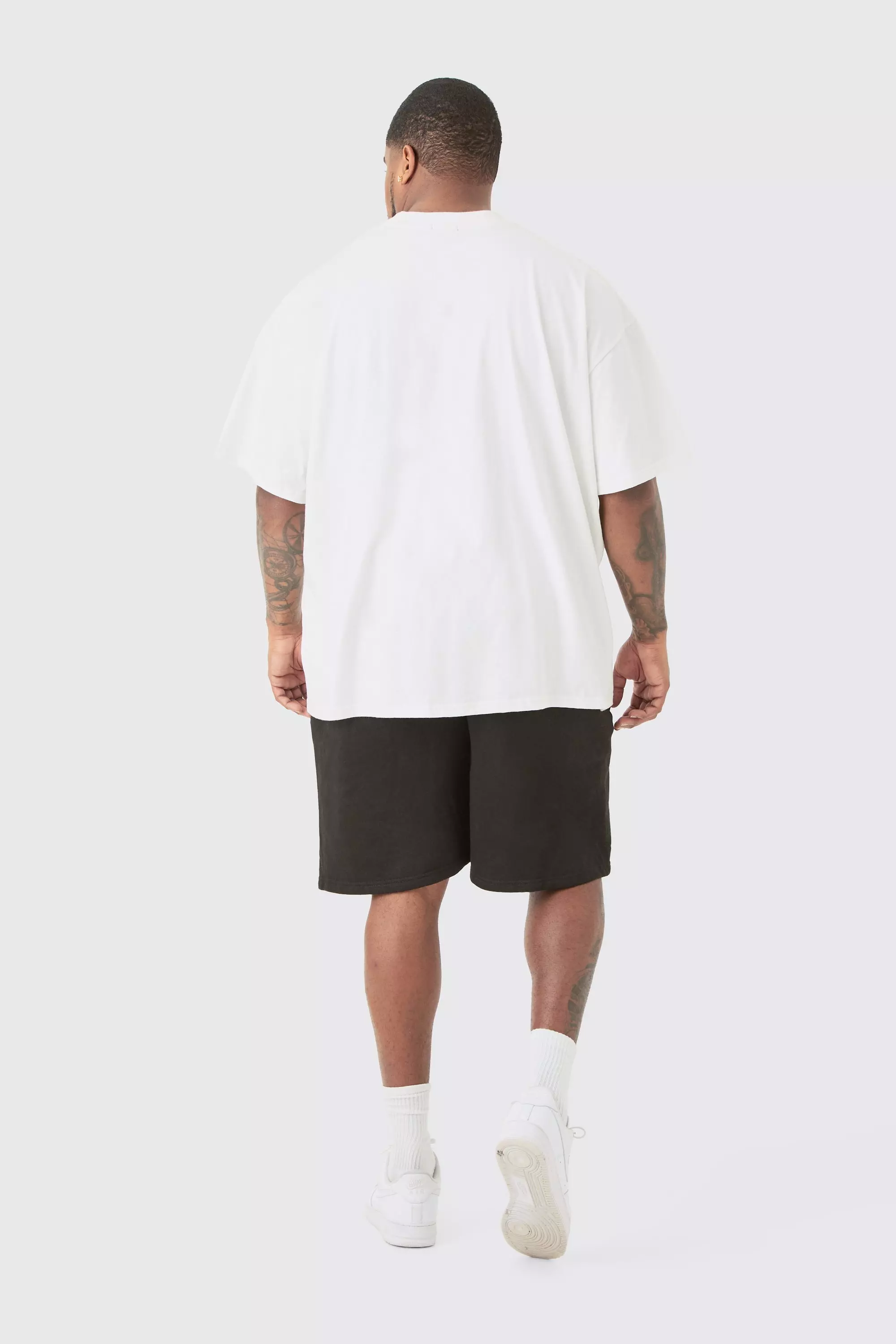 Plus Oversize Jersey-Shorts mit Print, Black alternatives Bild