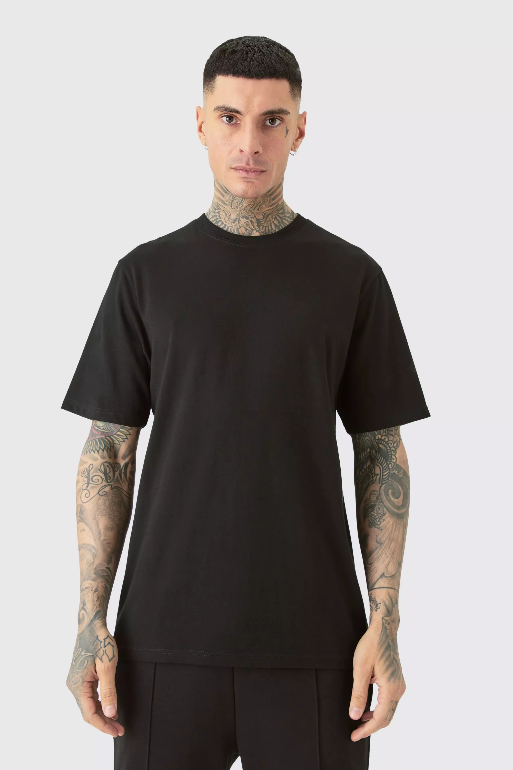 Tall - T-shirt large basique à col rond, Black autre image