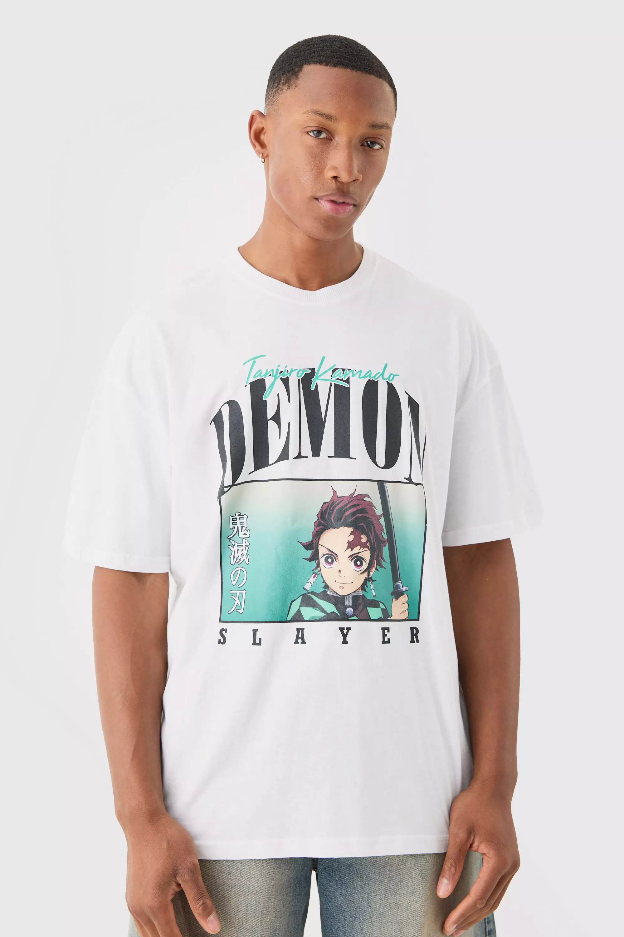 White Oversized Demon Slayer Anime License T-shirt alternative image