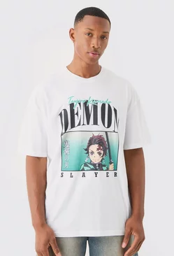 Oversized Demon Slayer Anime License T-shirt White