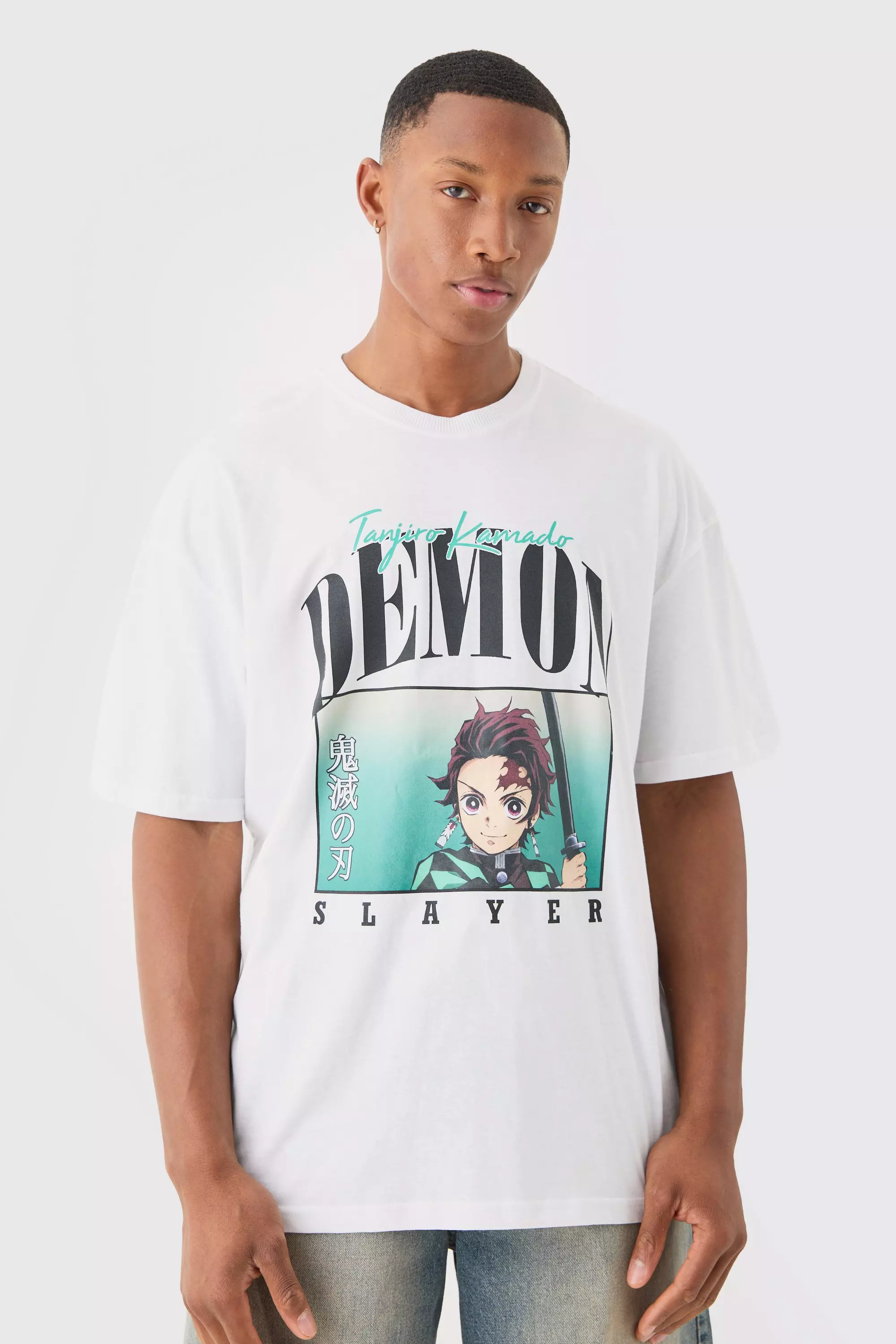 White Oversized Demon Slayer Anime License T-shirt