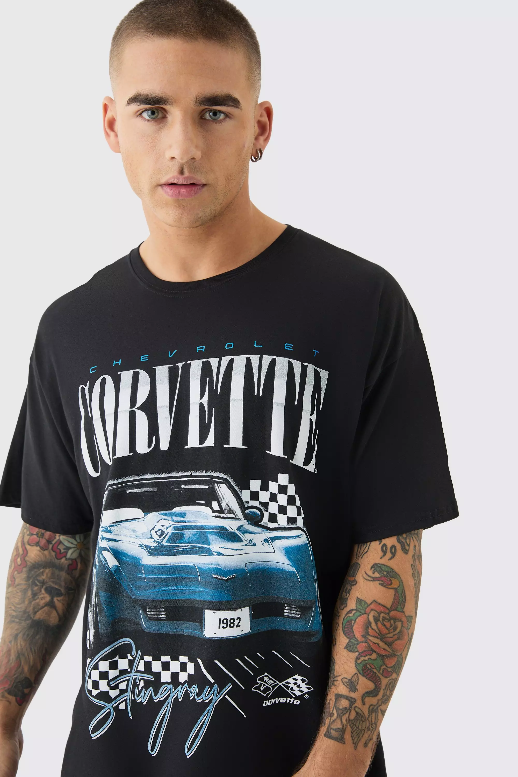 Black Oversized Corvette License T-shirt alternative image