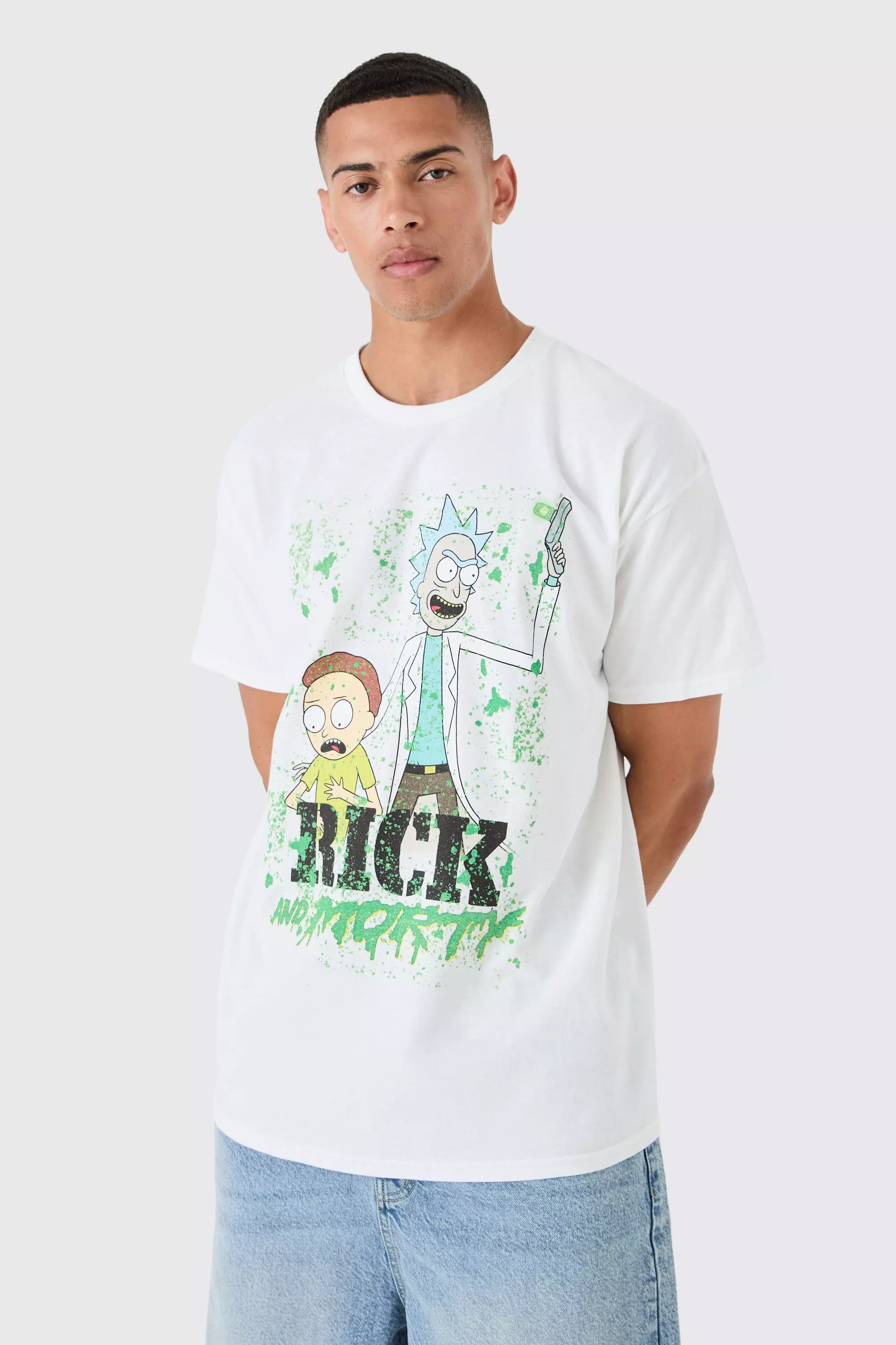 White Oversized Rick And Morty License T-shirt