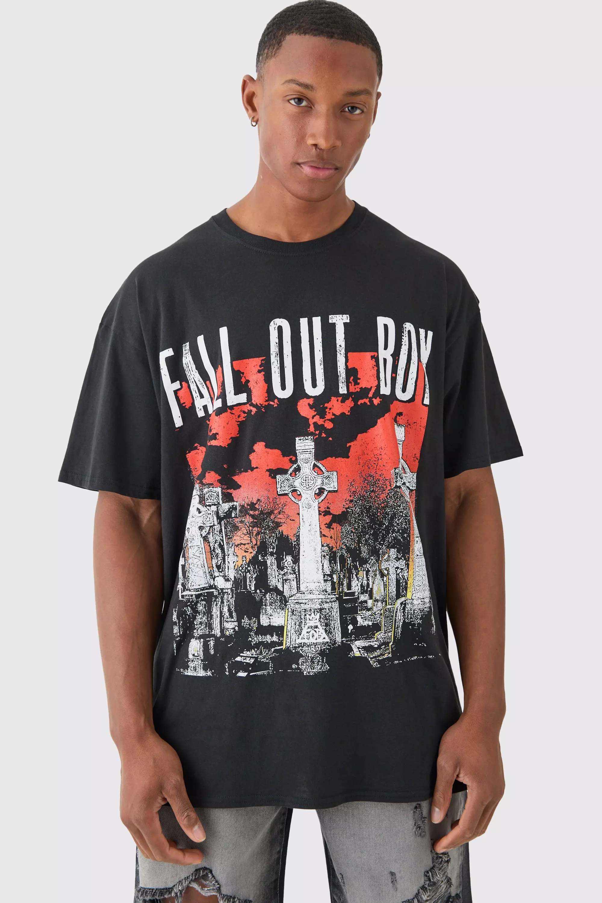 Oversized Boxy Fall Out Boy Band License T-shirt Black