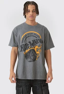 Charcoal Grey Oversized Hotwheels Wash License T-shirt